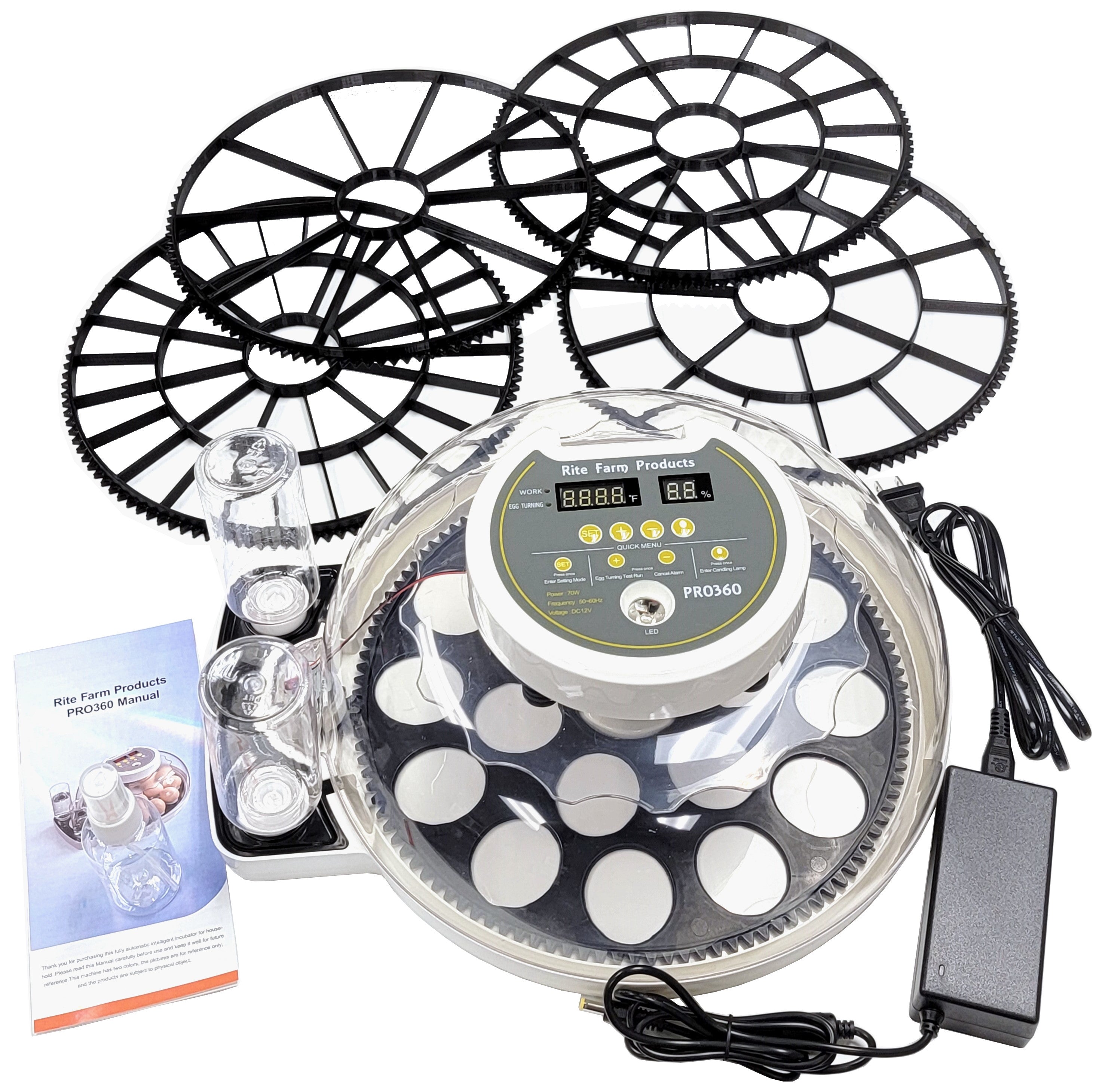 Deluxe Pro 360 Rite Farm Products 21 Egg Chicken Incubator with 5 Automatic Egg Turner Trays - Perfect for Poultry Farming, Hatching Eggs at Home, and Backyard Chicken Raising