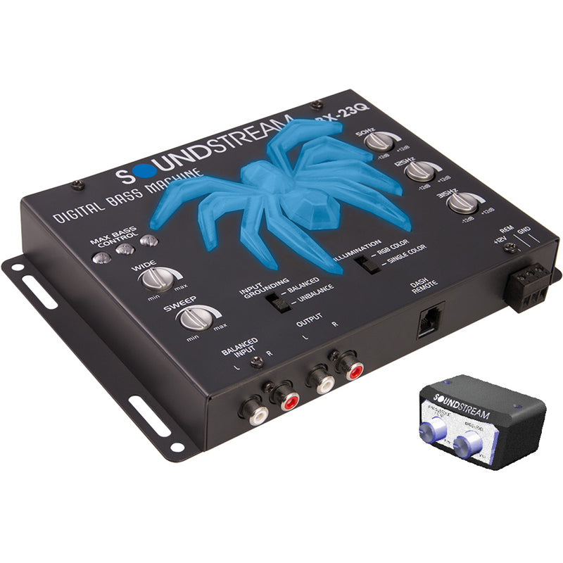 Soundstream BX-23Q Car Audio Bass Processor - 3-Band EQ, RGB LED Lighting for Enhanced Sound Quality | Perfect for Car Audio Systems & Bass Enthusiasts