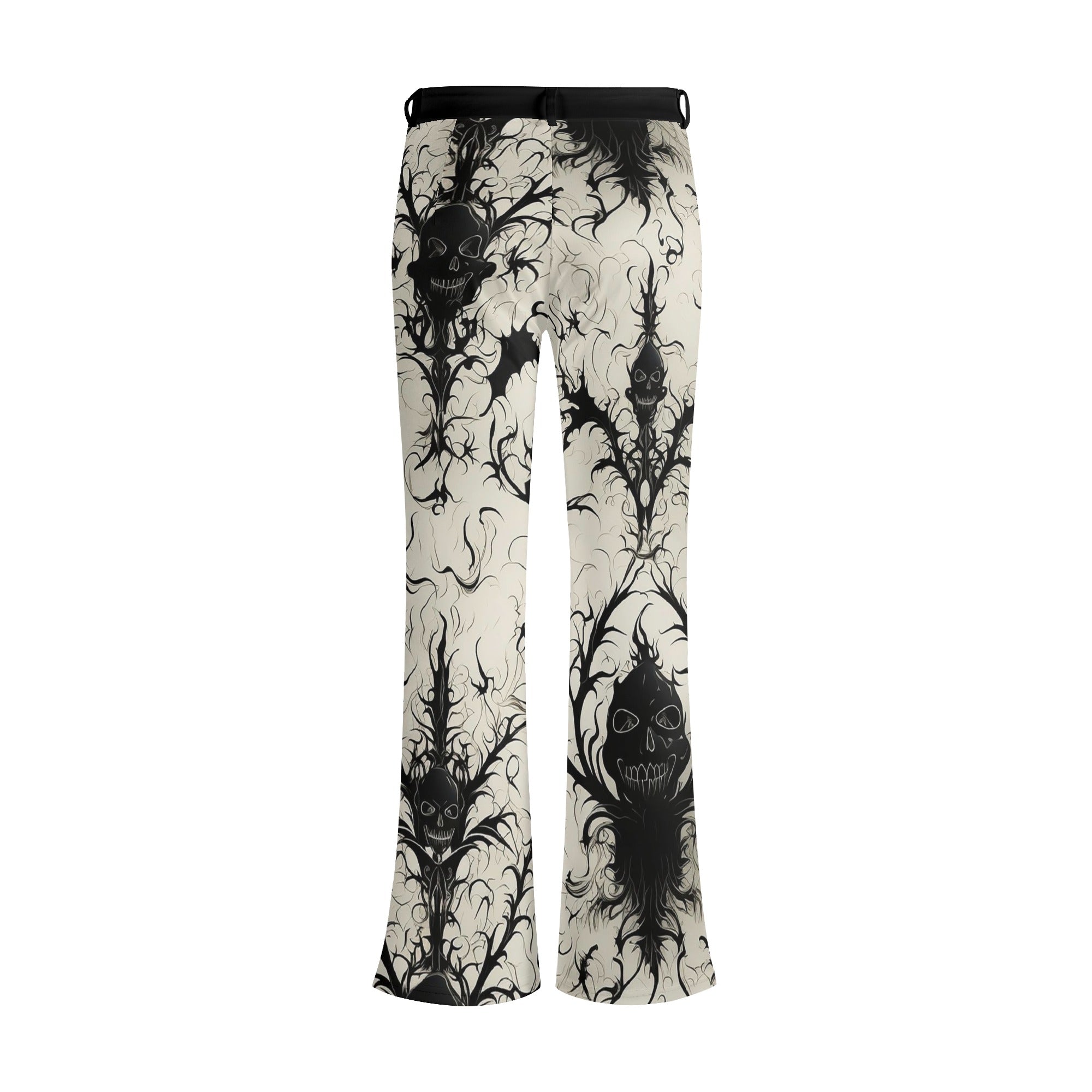 Gothic Flare Pants for Women - Black & White High Waisted Vintage Bell Bottom Trousers | Retro 70s Style, Halloween Costume, Gothic Fashion Outfit
