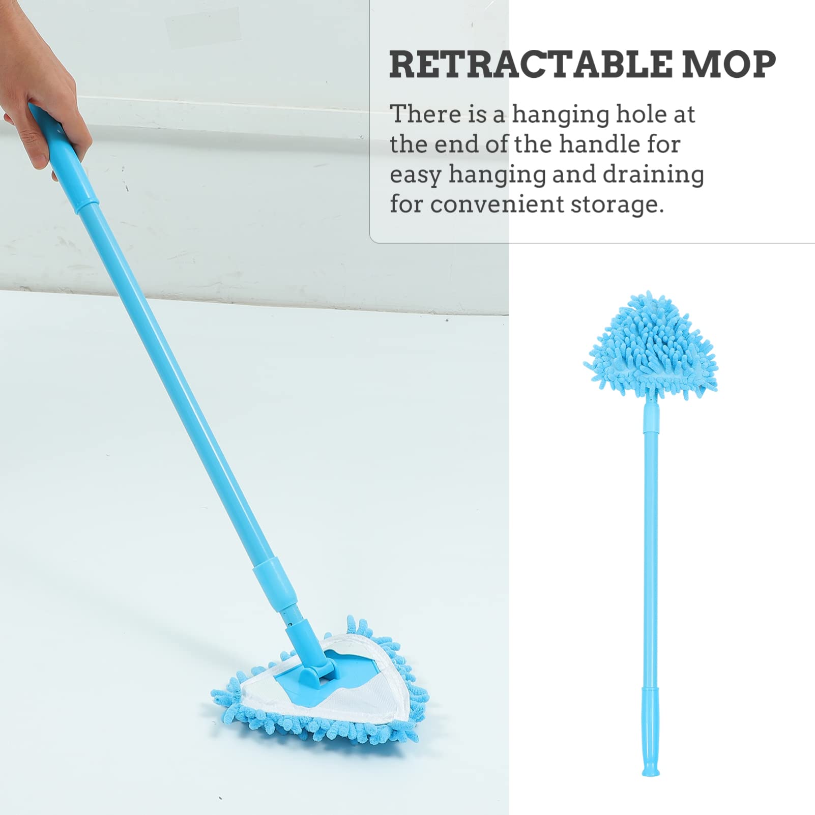 VICASKY Mini Triangle Mop - Adjustable Cordless Handheld Cleaning Mop for Tile Floors, Walls, Bathroom & Kitchen - Blue | Perfect for Tight Corners, Small Spaces & Quick Spot Cleaning
