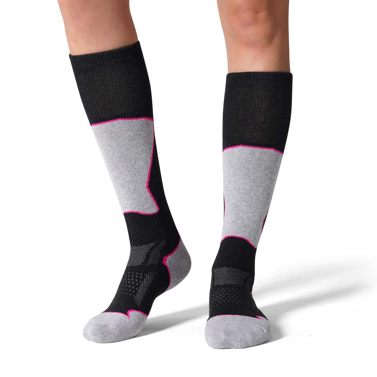 2/3 Pack Women's Thermal Ski Socks - Warm Winter Wool Blend for Skiing & Snowboarding - Perfect for Cold Weather Outdoor Activities