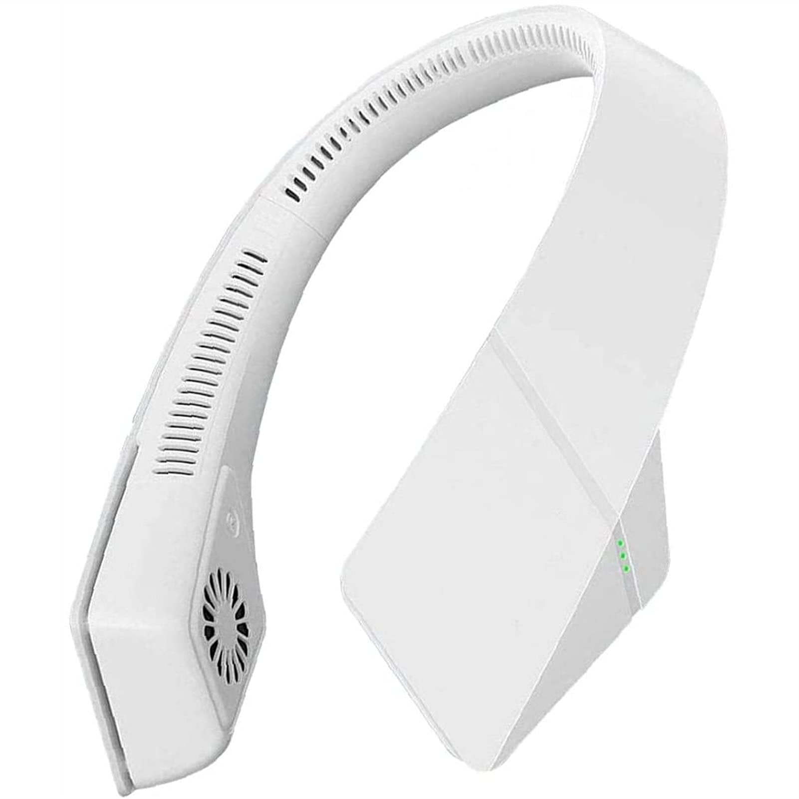 MYT MEIYITIAN Rechargeable Hands-Free 360° Portable Neck Fan - USB Powered Leafless Silent Design for Outdoor Sports, Gym, Office & Travel - White
