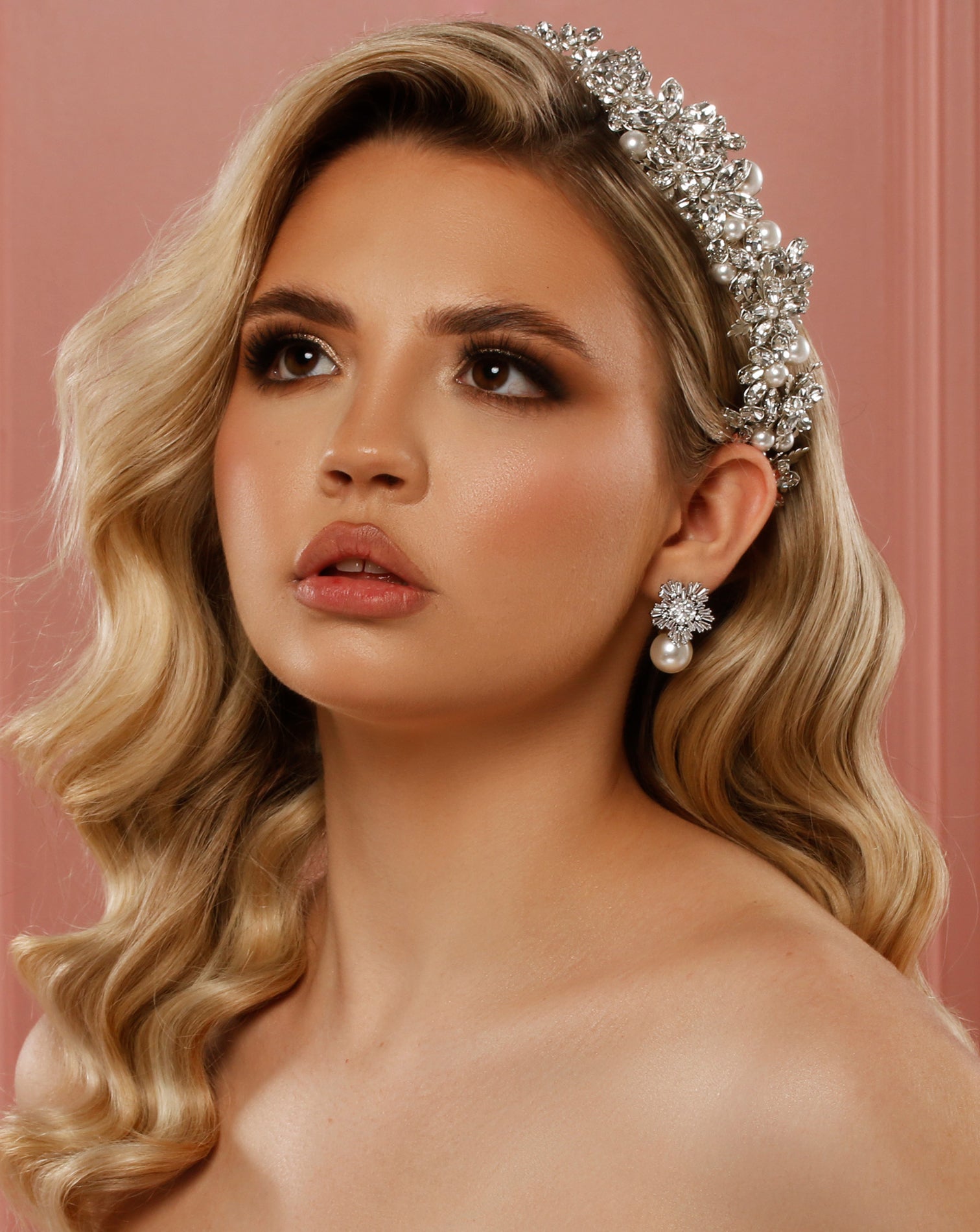 Art Deco Crystal Star Stud Bridal Earrings with Pearl Accent - Steph Earring by Kezani | Perfect for Weddings, Prom & Special Occasions