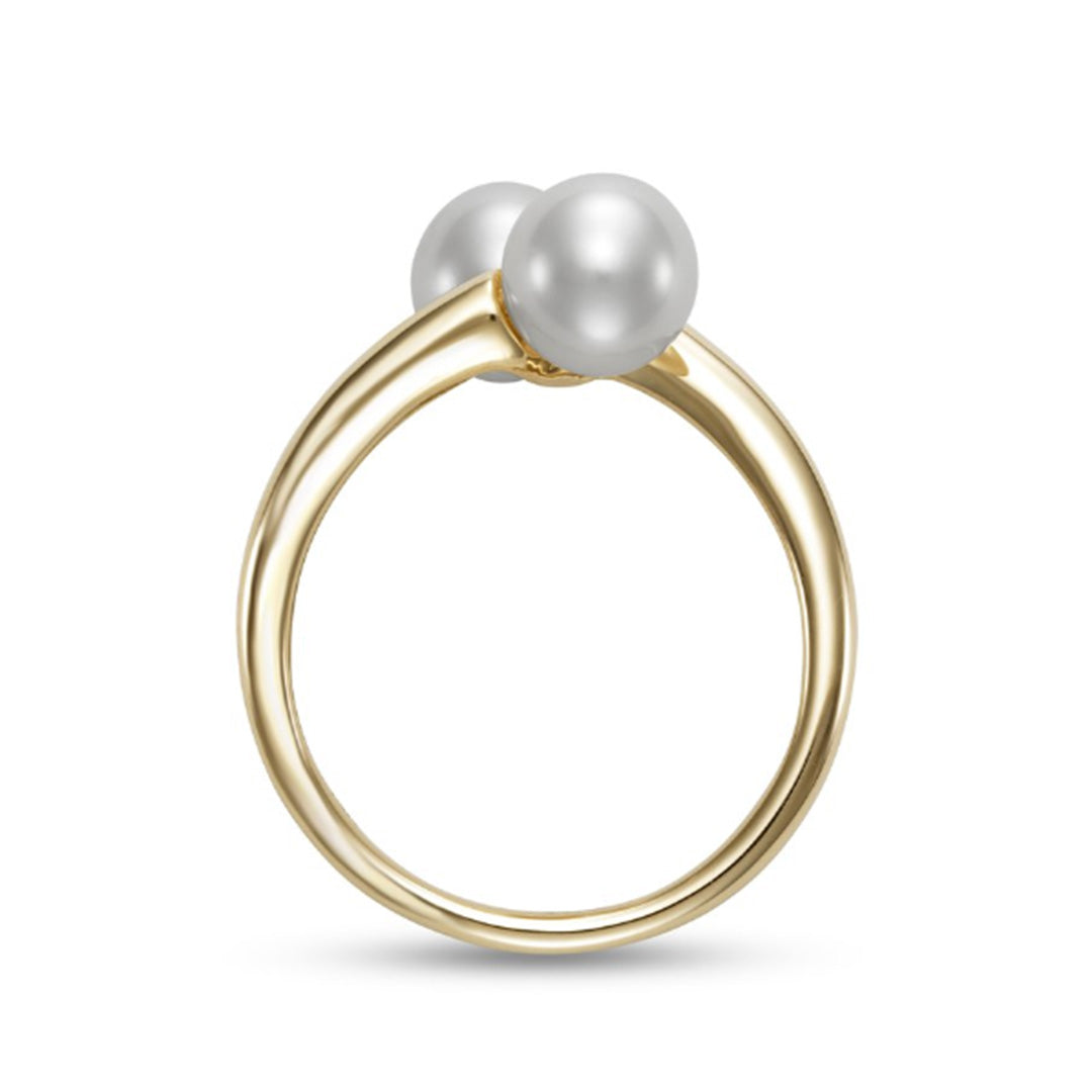 Elegant Pearl Bypass Ring - 925 Sterling Silver Stackable Dainty Jewelry for Women, Perfect for Everyday Wear, Date Nights & Special Occasions