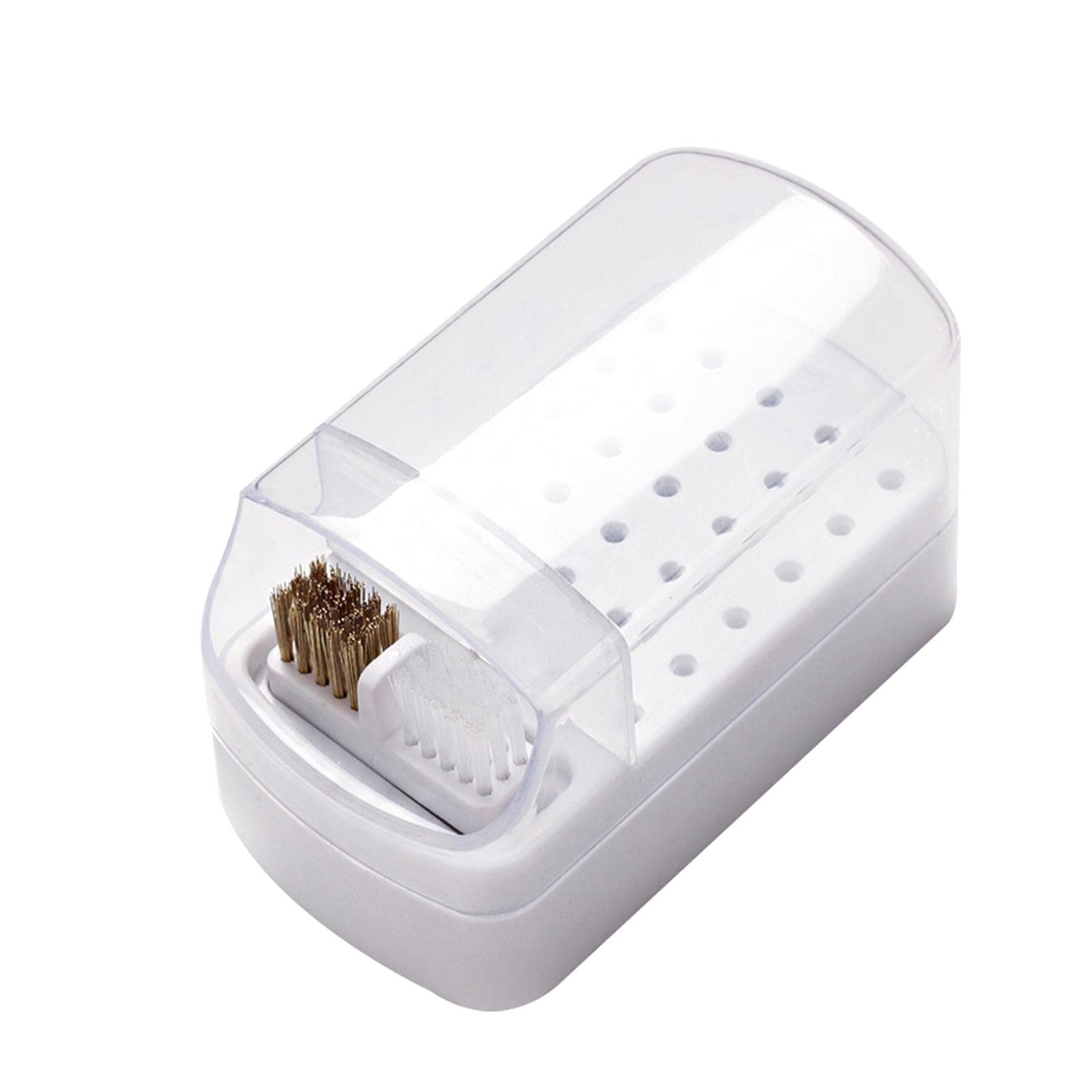 30 Hole Storage Box Organizer for Nail Drill Bits - Includes Cleaning Brush, Wire & Nylon Brushes - Perfect for Nail Salons, Home Manicures & Professional Nail Technicians