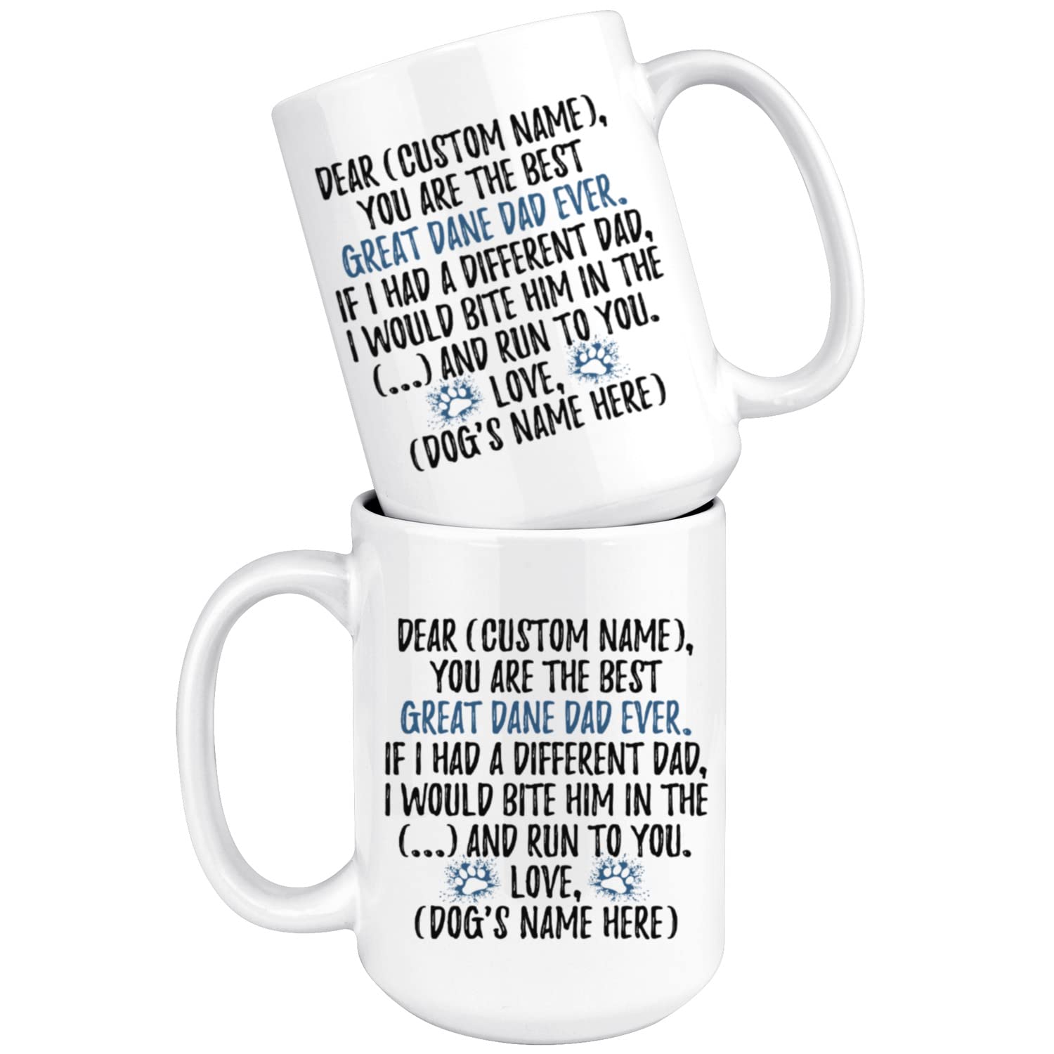 Personalized Great Dane Dog Dad Coffee Mug - 15 oz Ceramic Cup for Great Dane Lovers, Dog Daddy Gift Idea - Perfect for Father's Day, Birthday & Dog Owner Appreciation
