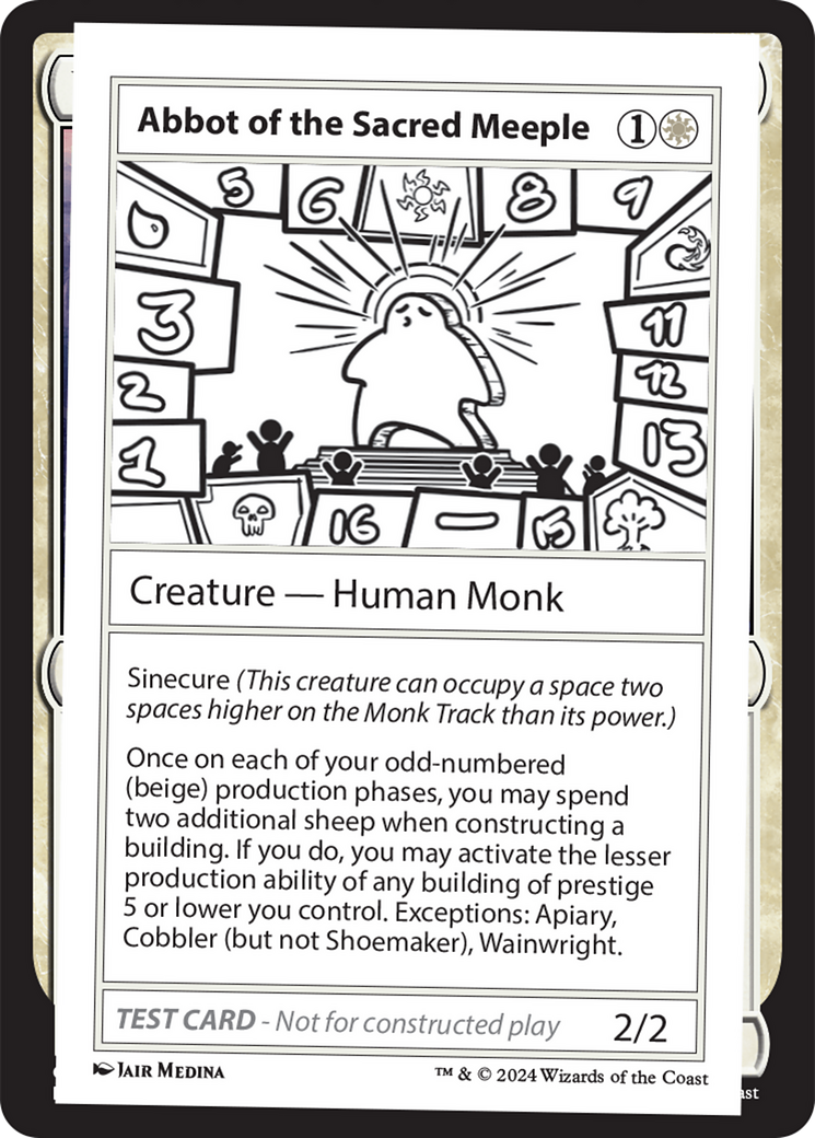 Abbot of the Sacred Meeple - Mystery Booster Playtest Card (MTG Magic: The Gathering) - Collectible Trading Card Game for Deck Building & Commander Play
