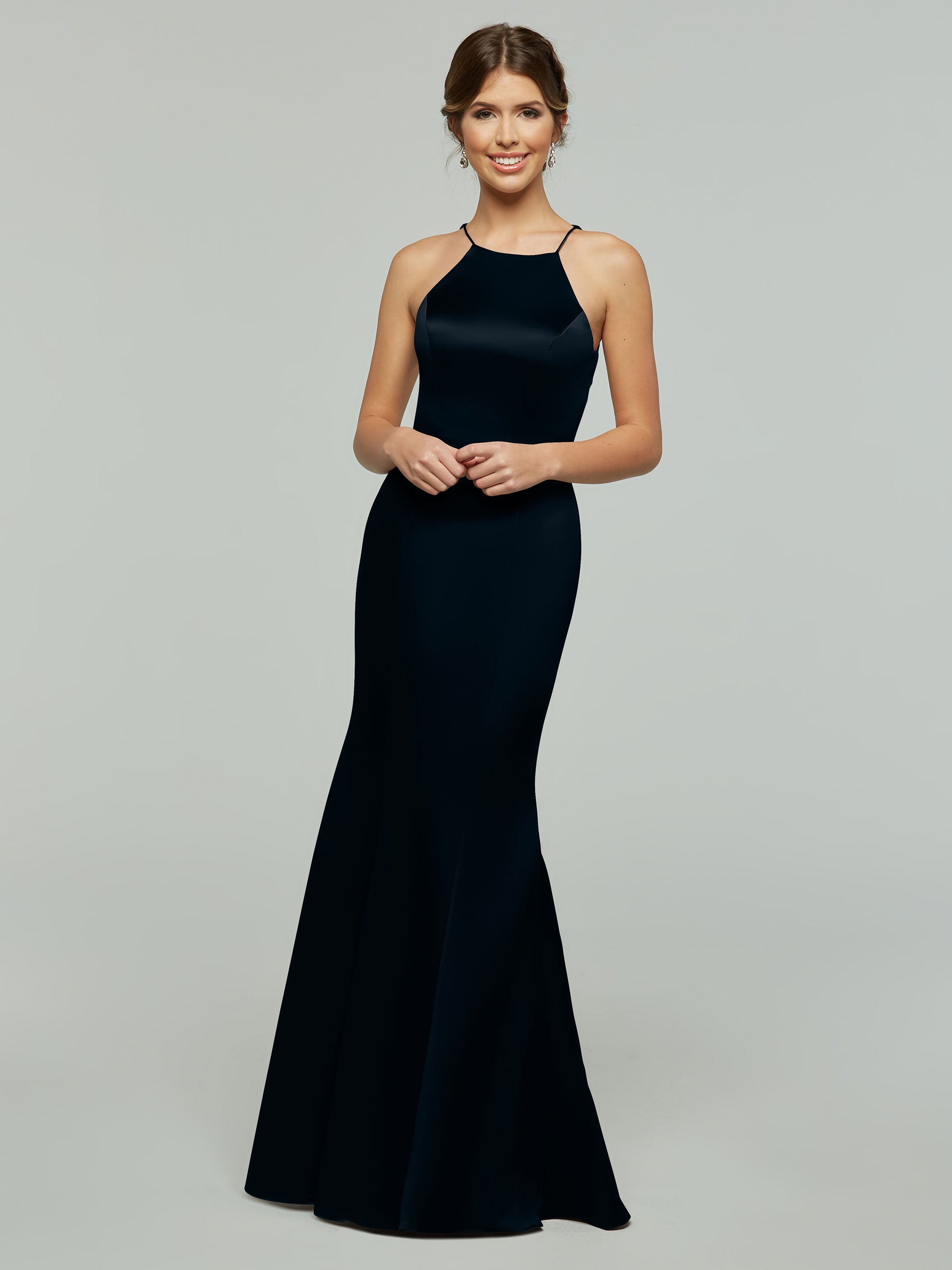 Elegant Mermaid Satin Bridesmaid Dress with Halter Neckline - Perfect for Weddings, Prom & Formal Events - Style #80071