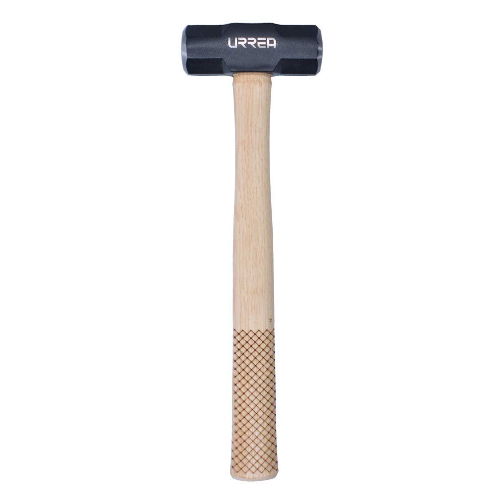 URREA 4-Pound Steel Head Sledge Hammer with Forged Striking Surface & Hickory Wood Handle - Heavy Duty Drilling Hammer for Construction, Demolition, and Metalwork (Model 1435EG)