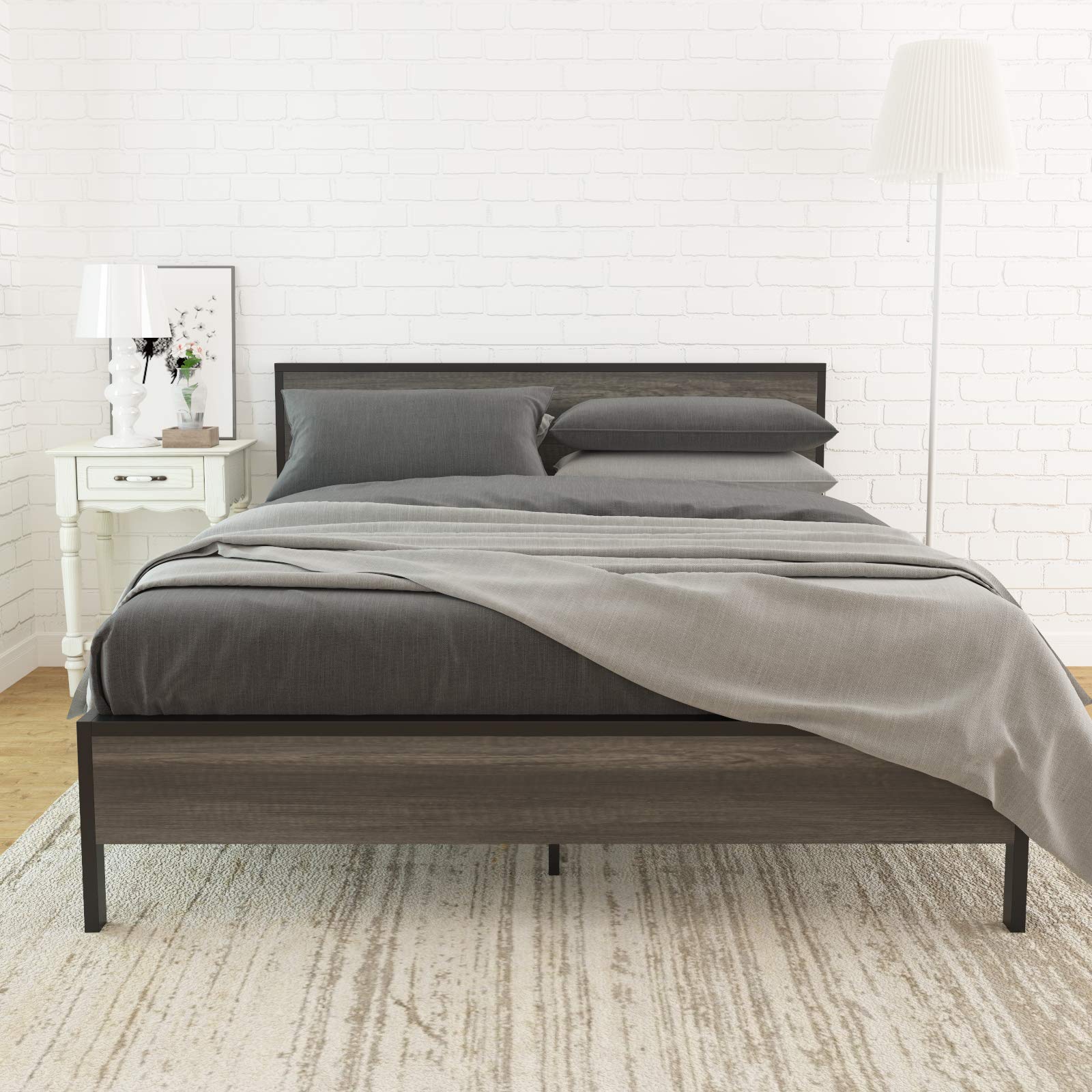 Weehom Queen Size Metal Bed Frame with Lock Design & Under Bed Storage - No Box Spring Needed, Mattress Foundation - Black | Perfect for Small Spaces, Guest Rooms & Dormitories