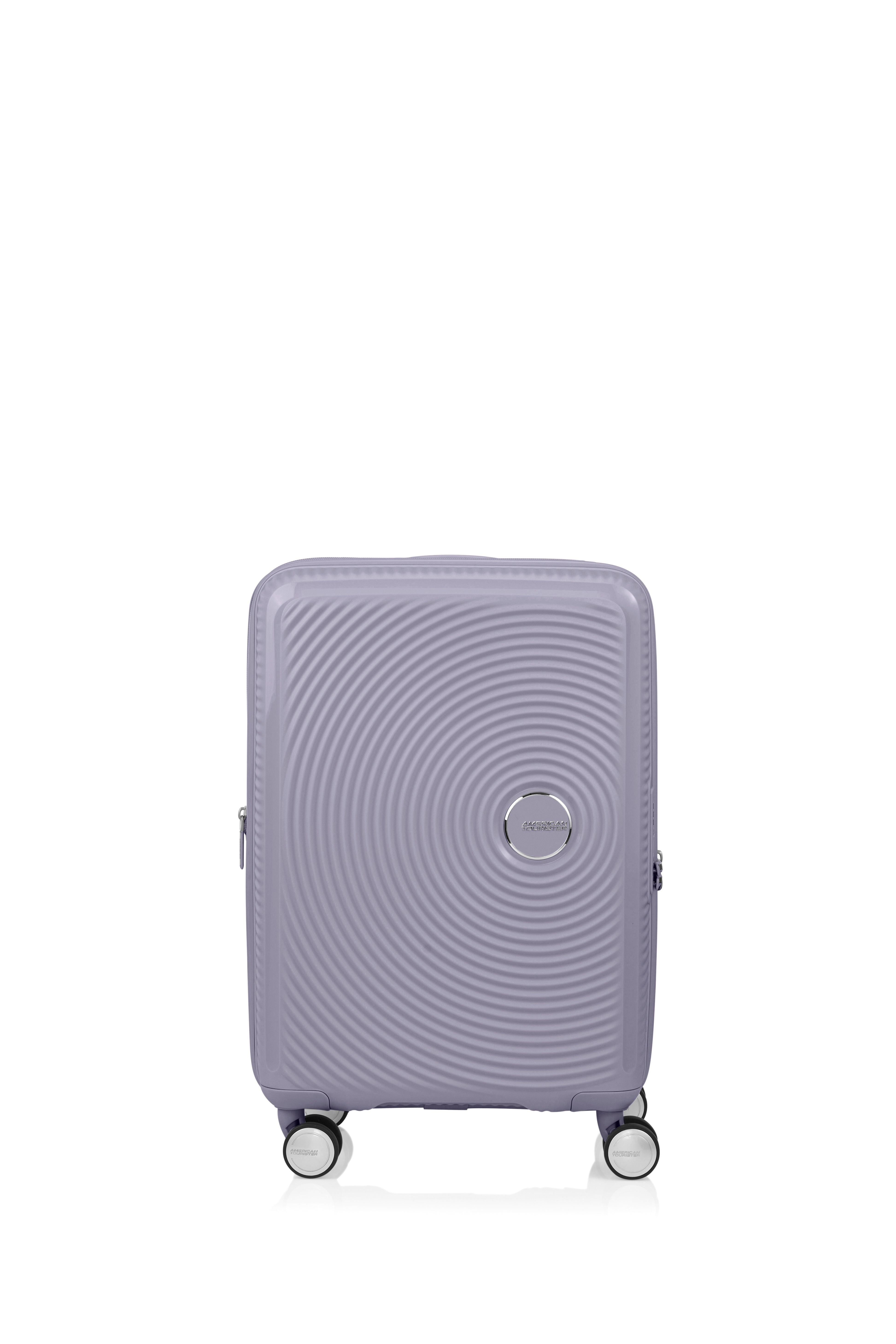 American Tourister CURIO 2.0 55/20 Expandable Spinner Luggage - Hushed Orchid Glow | Lightweight Carry-On Suitcase for Travel, Business Trips & Vacations