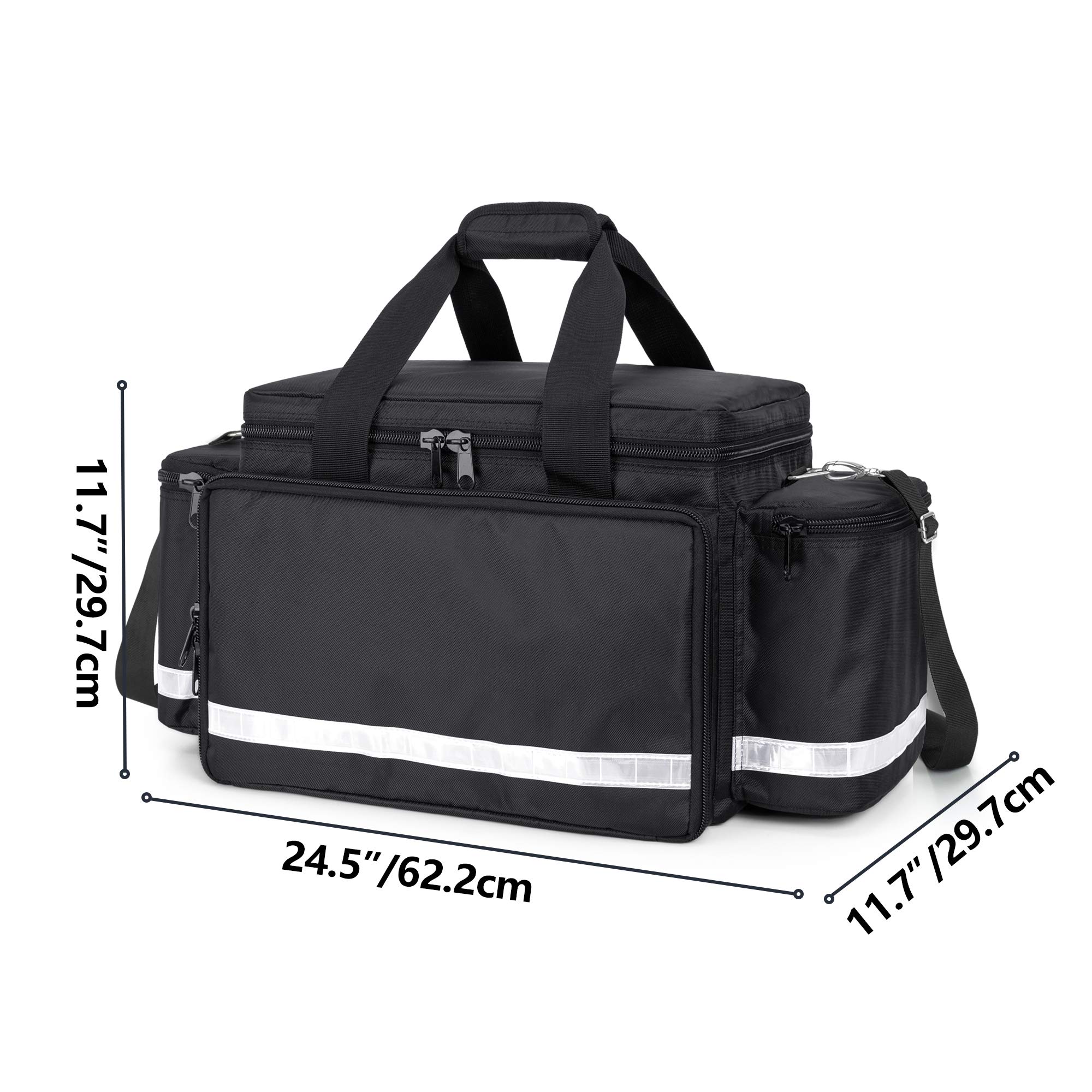 Trunab Empty First Aid Bag - Medical Duffel Trauma Kit for EMT, EMS, Paramedics - Waterproof Storage with Inner Dividers & Non-Scratch Bottom - Perfect for Emergency Response, Camping & Home Safety (Black)