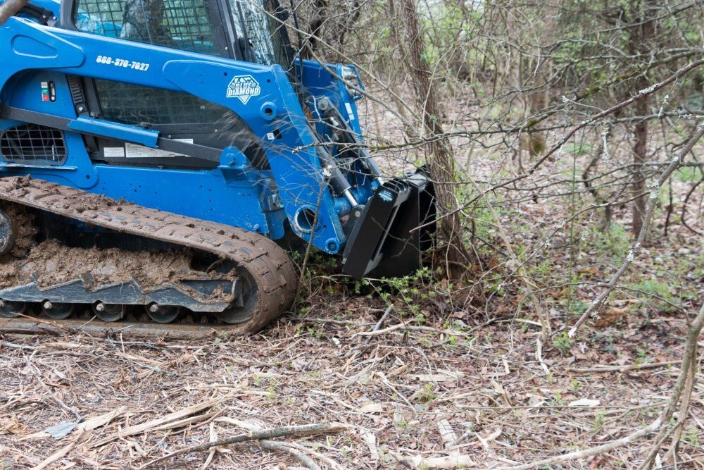 Blue Diamond® Skid Steer Tree Grubber Attachment - Heavy Duty Brush & Root Removal Tool for Land Clearing & Forestry Work