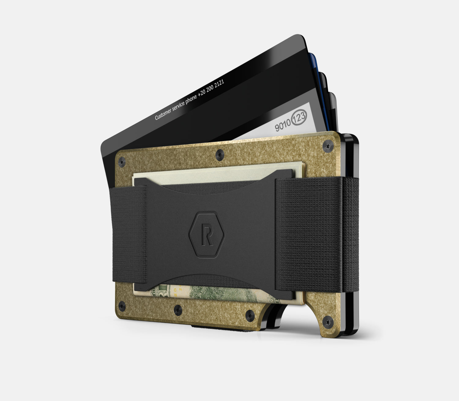 Premium Ridge Wallet - Slim RFID Blocking Brass Metal Wallet for Men | Minimalist Front Pocket Wallet | Perfect for Travel, Everyday Carry & Gifts