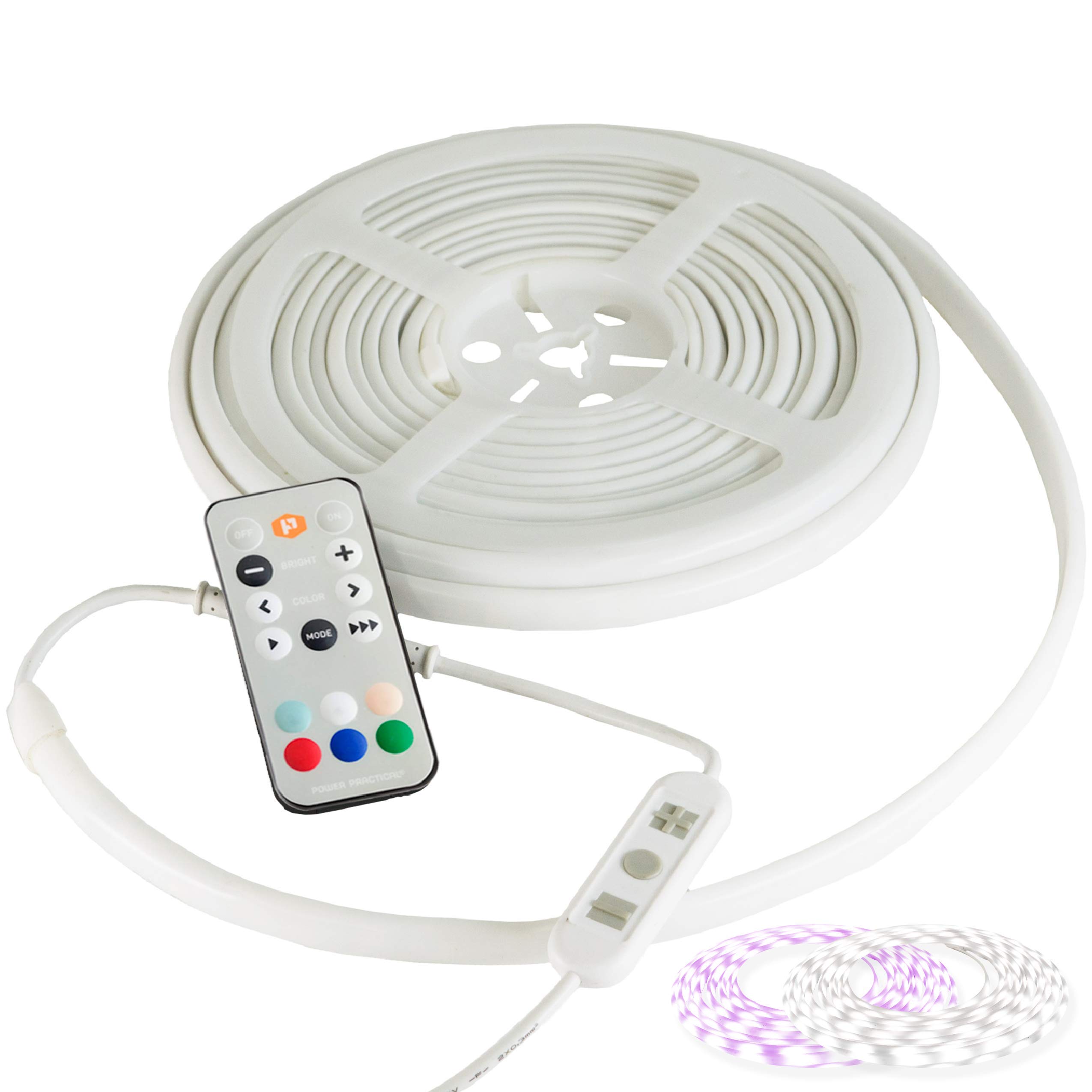 Power Practical Luminoodle Basecamp - 20 ft LED Outdoor String Lights - 12V Color Changing Lighting Strip with Remote - Waterproof Light Rope up to 1000 Lumens - Perfect for Boats, RV, Camping, Patio, Backyard, and Outdoor Parties