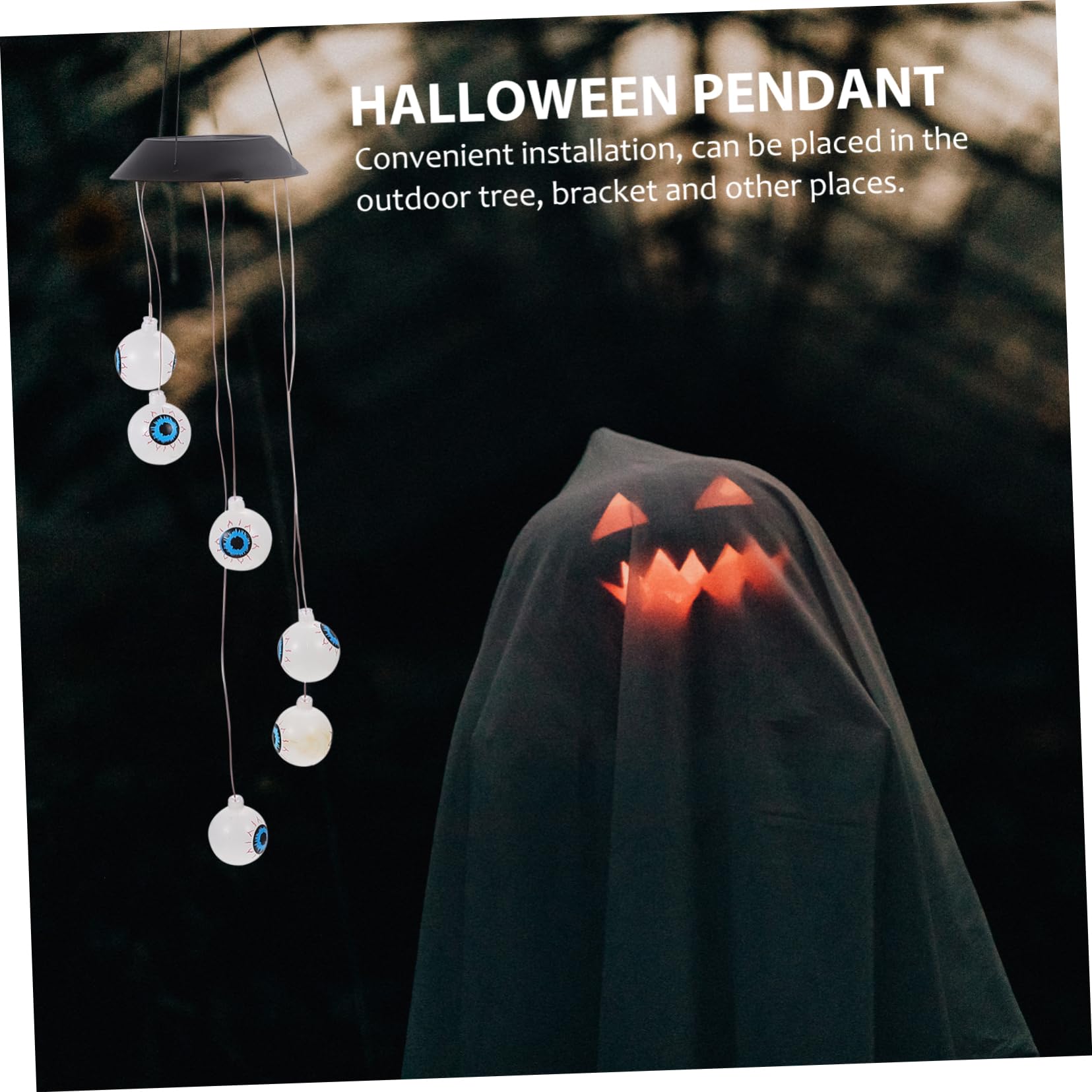 NOLITOY Solar-Powered Halloween Decorations - Scary Eyeball Lights for Outdoor Halloween Party, Yard, Garden & Porch Decor - Waterproof Halloween Themed Hanging Lanterns for Spooky Atmosphere