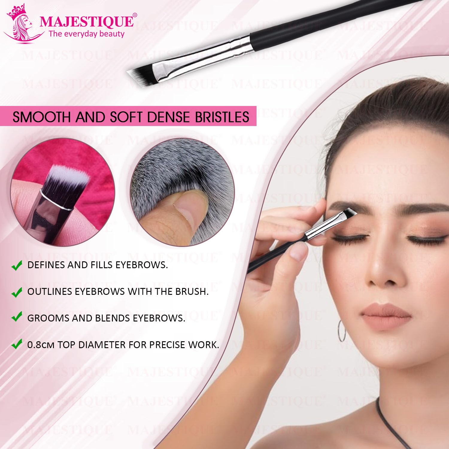 Majestique Professional Eyeshadow Smudge Brush - Short Shader Precision Makeup Brush for Creasing & Cat Eye Makeup | Vegan Cruelty-Free Small Eyeshadow Brush (FC40) | Perfect for Professional Makeup Artists & Beginners