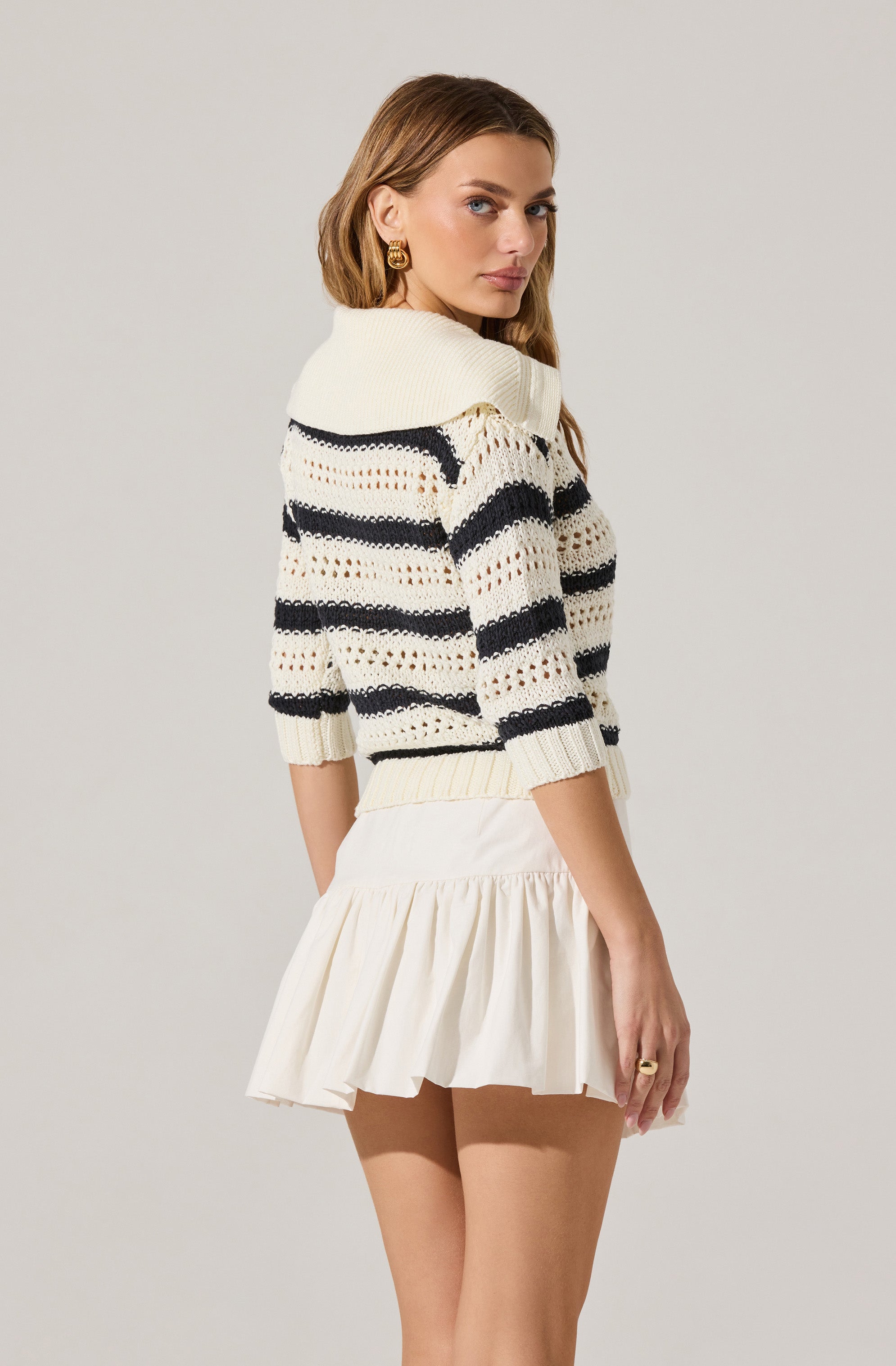 Stylish Striped Open Knit Polo Sweater for Men & Women | Casual Comfort Wear | Perfect for Office, Date Night & Weekend Outings
