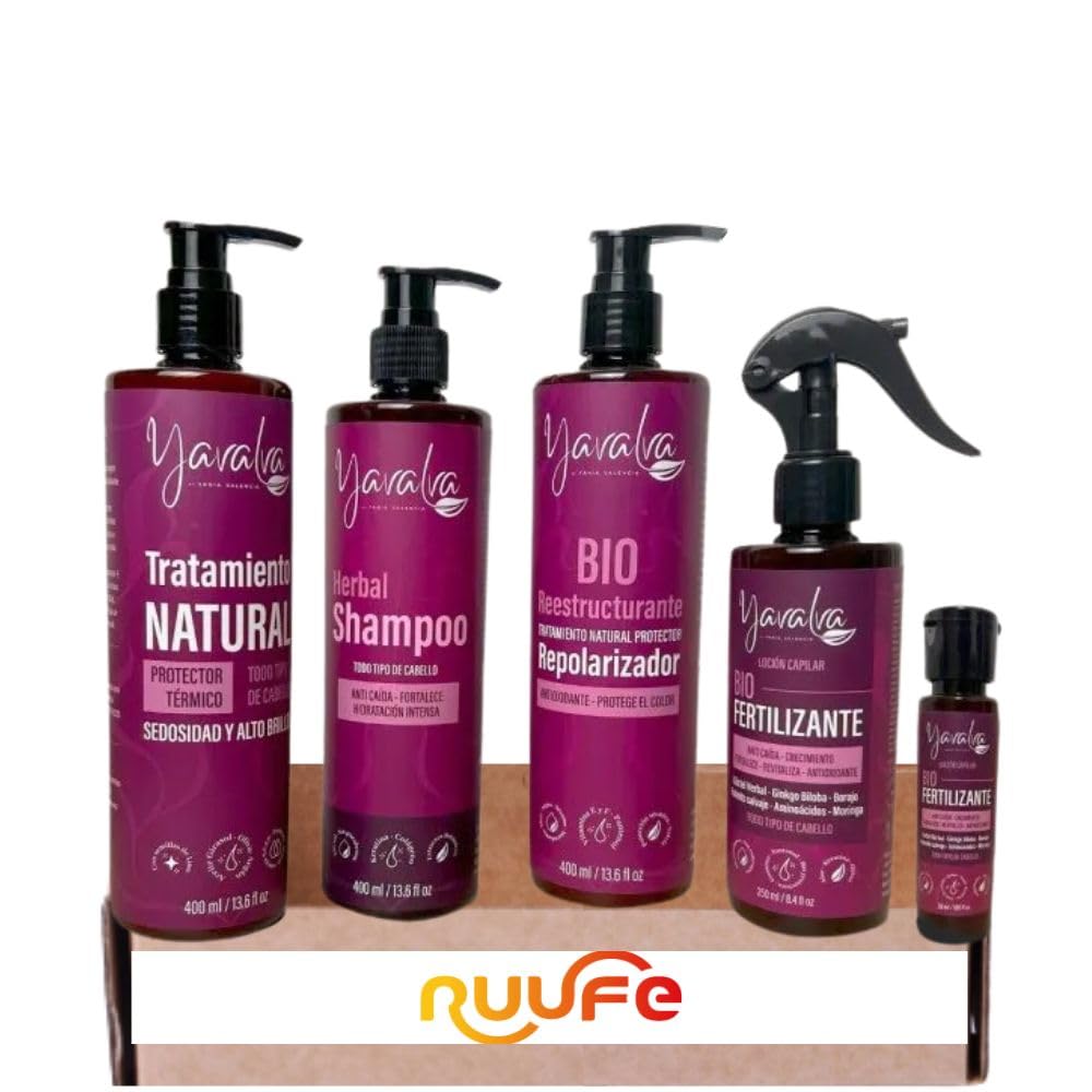 Yavalva Shampoo and Conditioner Set (5 Pack) - Natural Hair Treatment, Bio Restructuring & Bio Fertilizing Kit for Long Hair (250mL + 30mL) - All Hair Types - Perfect for Damaged Hair Repair & Daily Hair Care Routine
