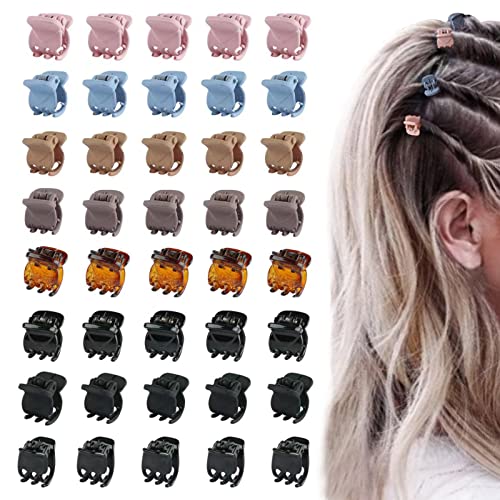 FRDTLUTHW Mini Hair Clips for Women & Girls - Small Hair Claw Clips Set of 40 in 7 Colors - Perfect for School, Work, Parties & Everyday Hairstyles