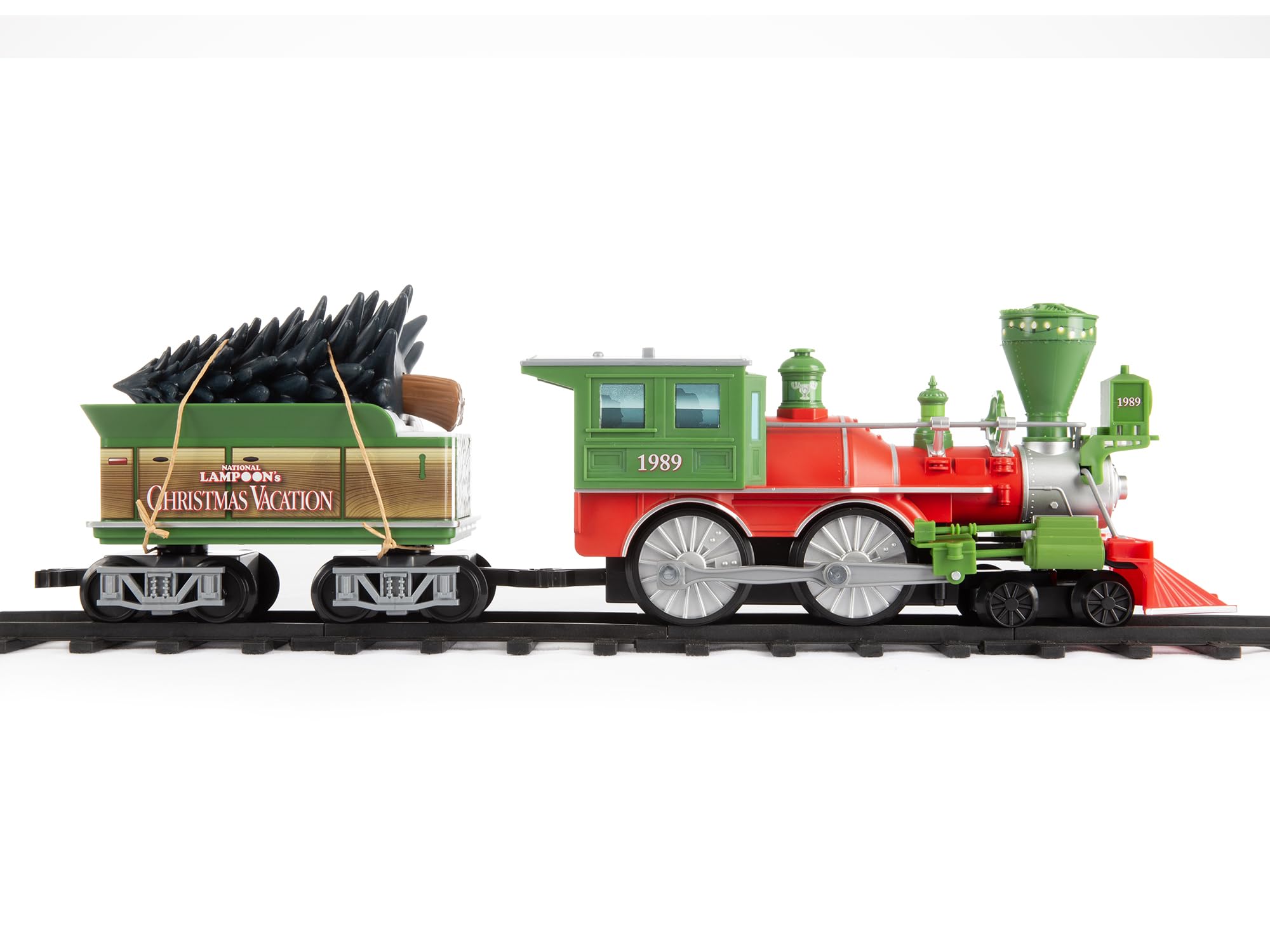 Lionel Battery-Powered Christmas Toy Train Set with Locomotive, 4 Train Cars, 8-Piece Track & Wireless Remote - Realistic Train Sounds & LED Lights for Kids Ages 4+ | Holiday Decor, Gift for Boys & Girls, Christmas Tree Display