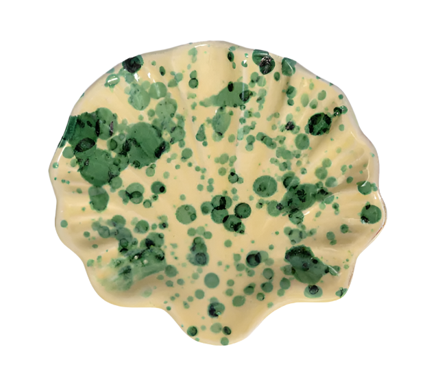 Splatter Coquillage Yellow and Green Ceramic Dinner Plates - Elegant Handmade Dishes for Dining, Entertaining & Home Decor