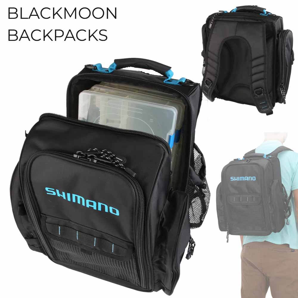 Shimano Blackmoon Top Load Fishing Backpack - Waterproof Tackle Storage for Bass & Saltwater Fishing - Perfect for Boat, Kayak & Shoreline Angling