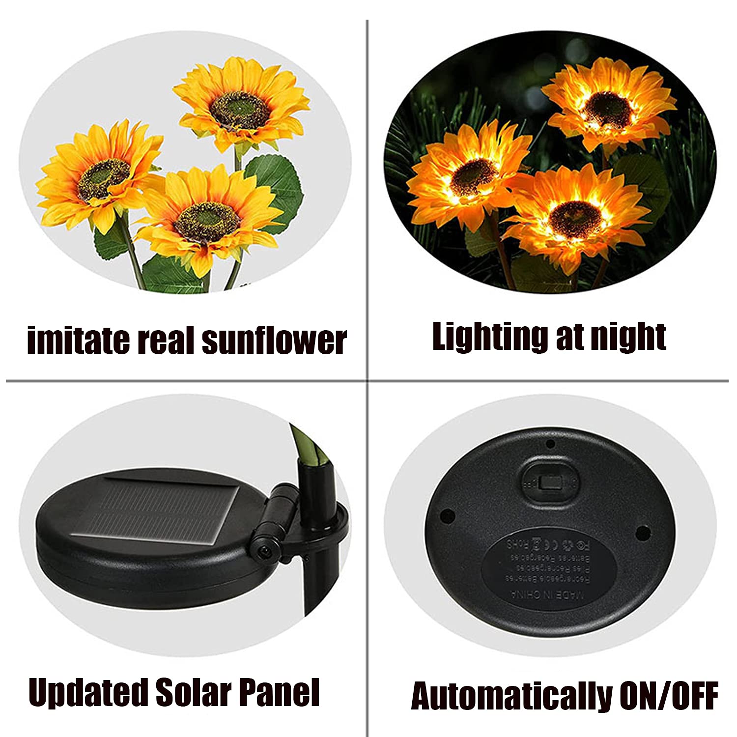 2 Pack Solar Garden Stake Lights - 30LED Waterproof Outdoor Sunflower Solar Lights for Landscape, Path, Courtyard, Terrace & Backyard | Decorative DIY Flower Tree Lighting for Christmas & Year-Round Garden Decor