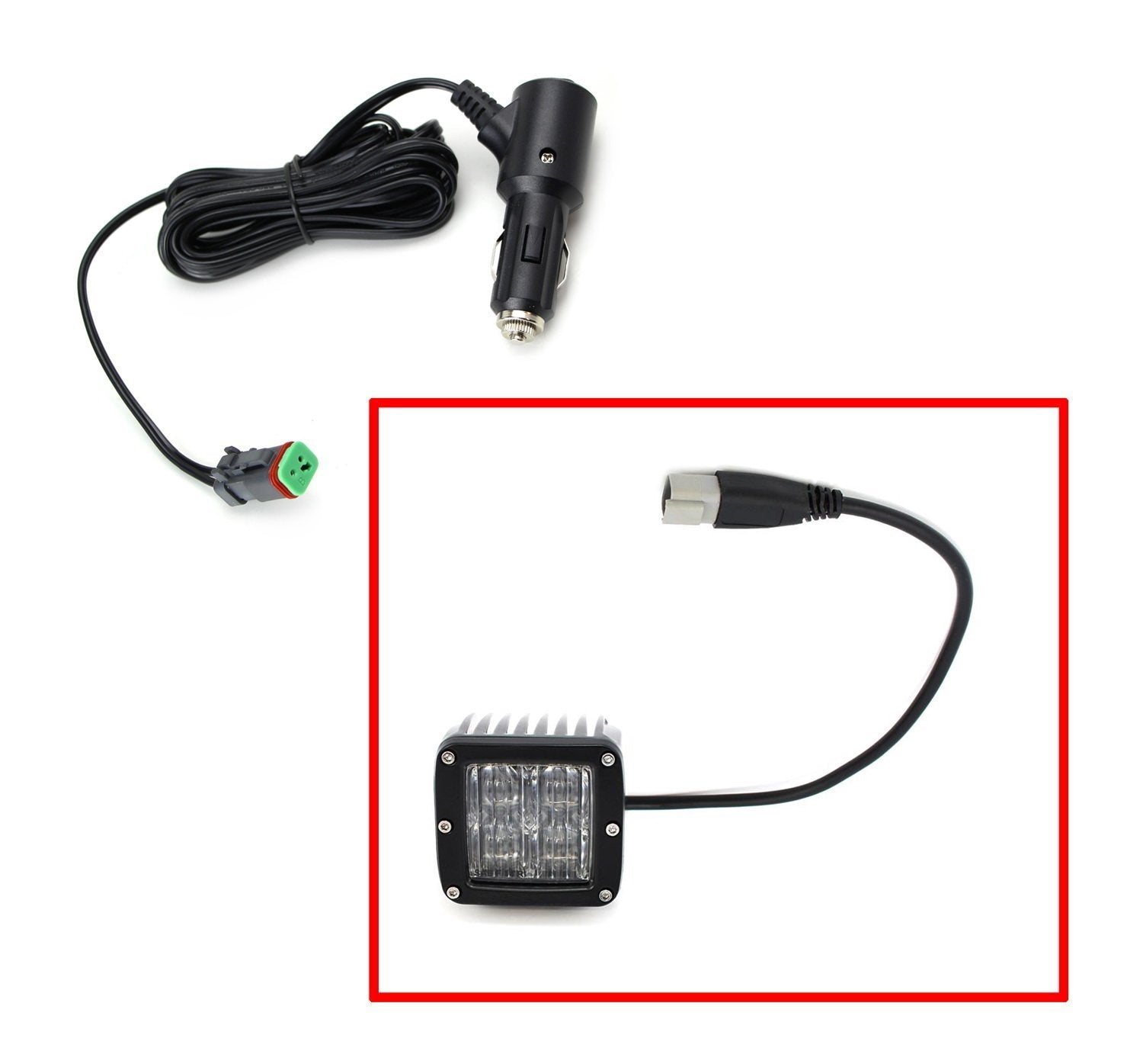 10ft 12V Cigarette Lighter DTP Adapter Harness with On/Off Switch for LED Pod Lights - Perfect for Off-Road Trucks, ATVs, and Marine Lighting Applications