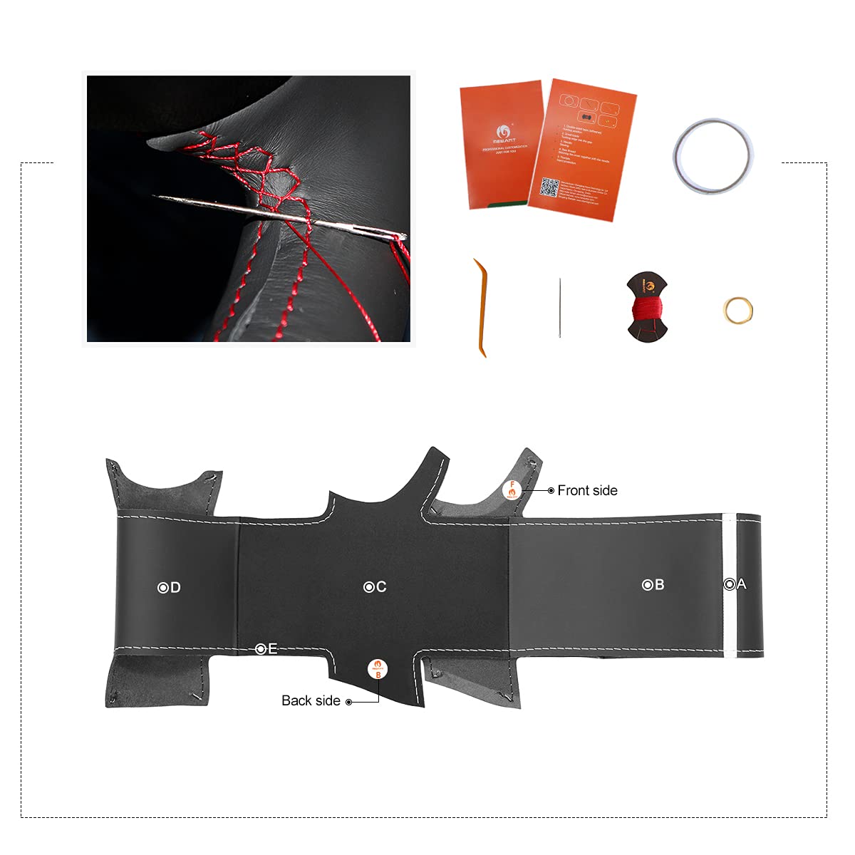 Premium MEWANT Suede & Genuine Leather Steering Wheel Cover for Mazda RX-8 RX8 - Hand-Stitched, Non-Slip Grip for Enhanced Driving Comfort (Perfect for Daily Commutes & Road Trips)