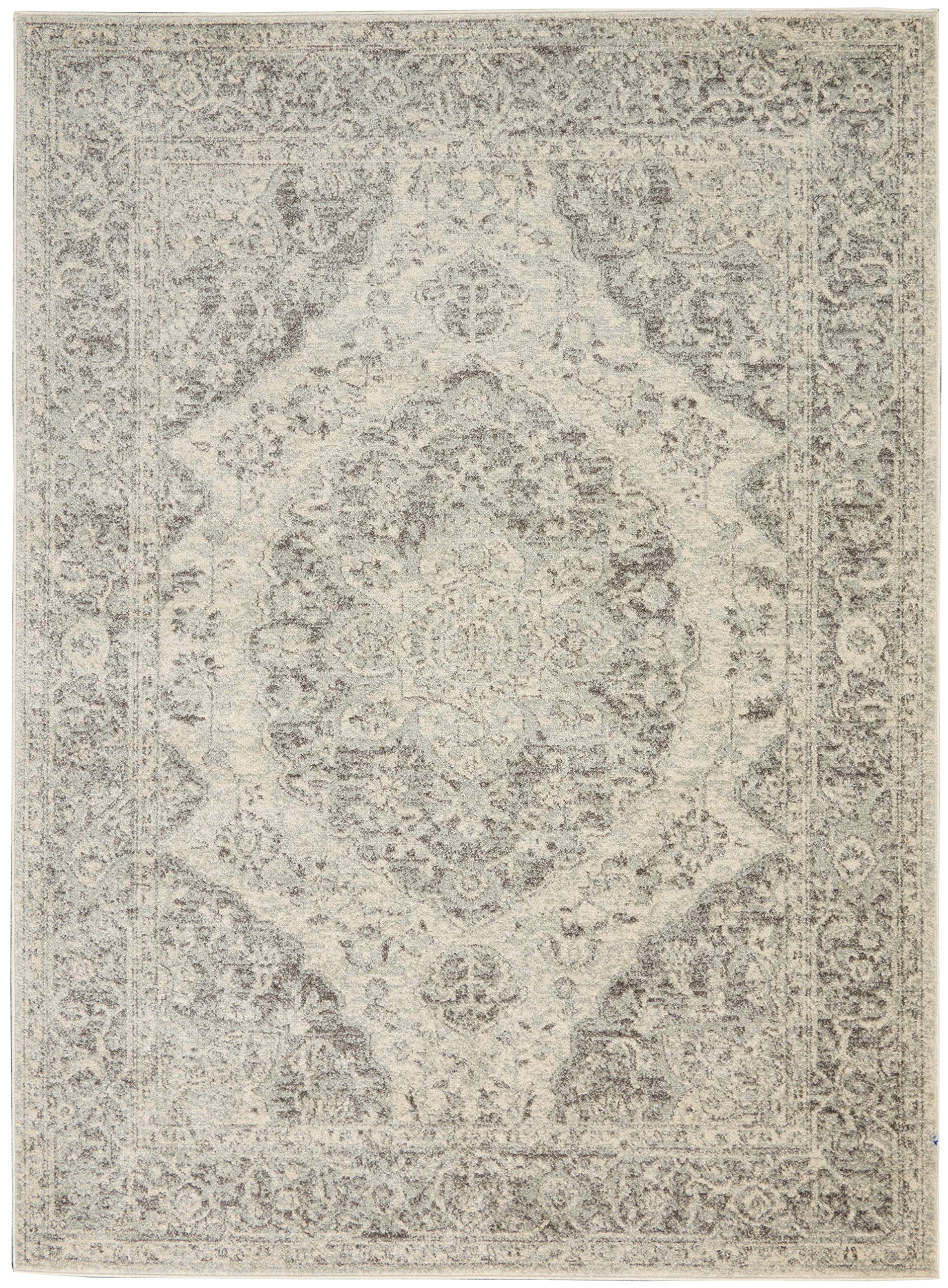 Nourison Tranquil Traditional Ivory/Grey 6' x 9' Area Rug - Non-Shedding, Easy to Clean, Soft & Durable - Perfect for Bedroom, Living Room, Dining Room & Kitchen Decor (6x9)
