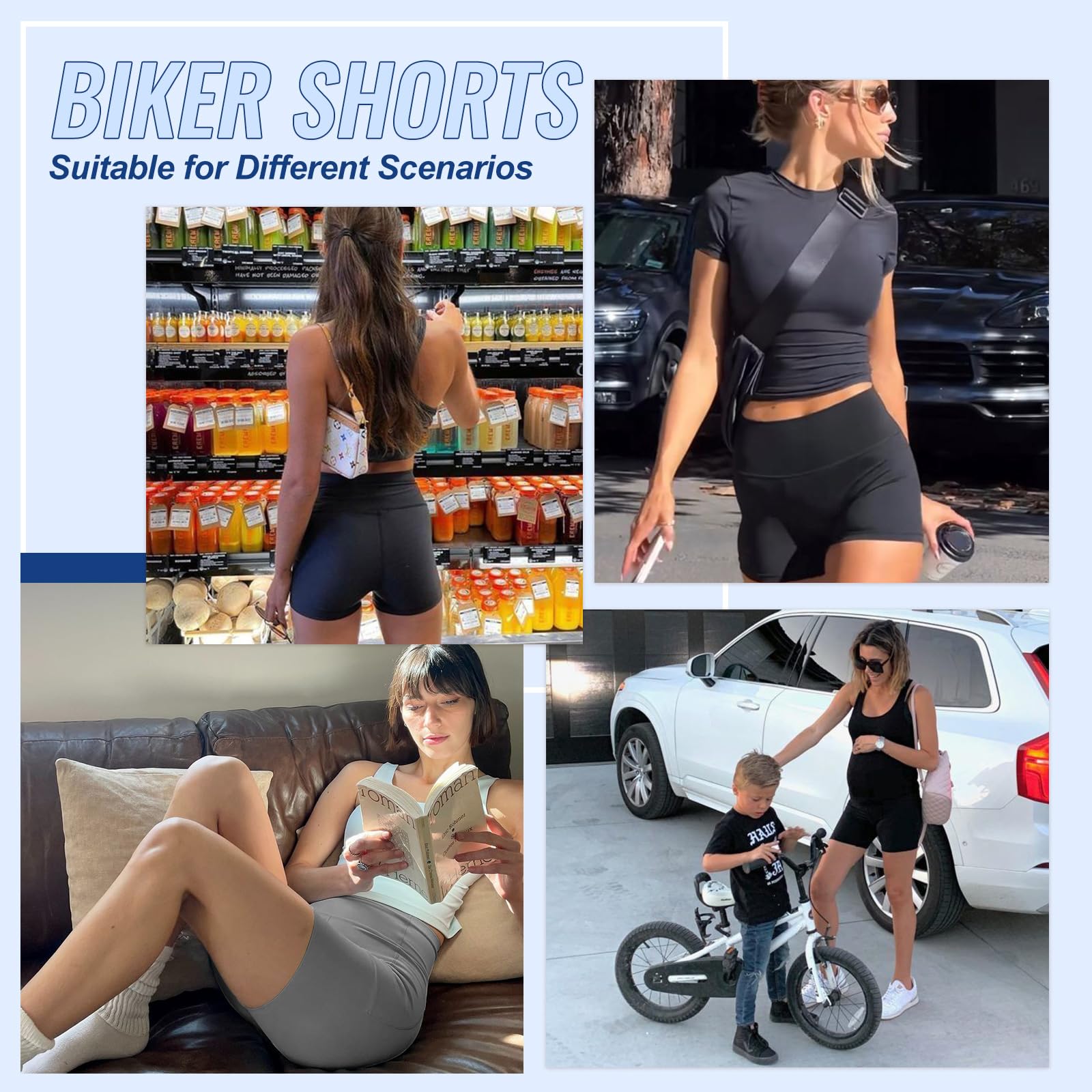 3 Pack High Waisted Biker Shorts for Women - 3