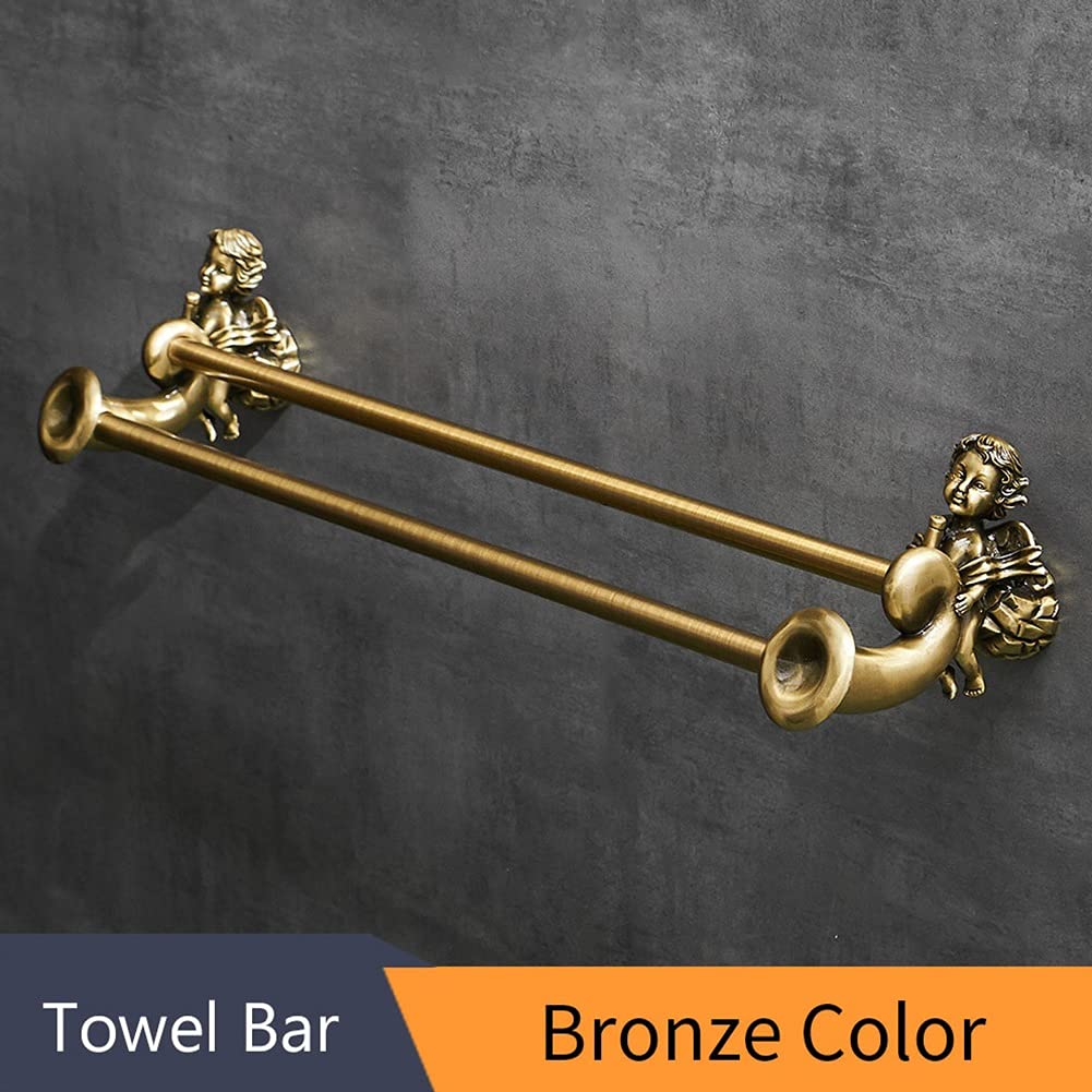 Bronze Wall Mounted Towel Shelf & Hook Set - Classic Angel Design Bathroom Organizer for Towels, Robes, and Home Decor | Perfect for Small Bathrooms, Vanities, and Spa-Style Showers