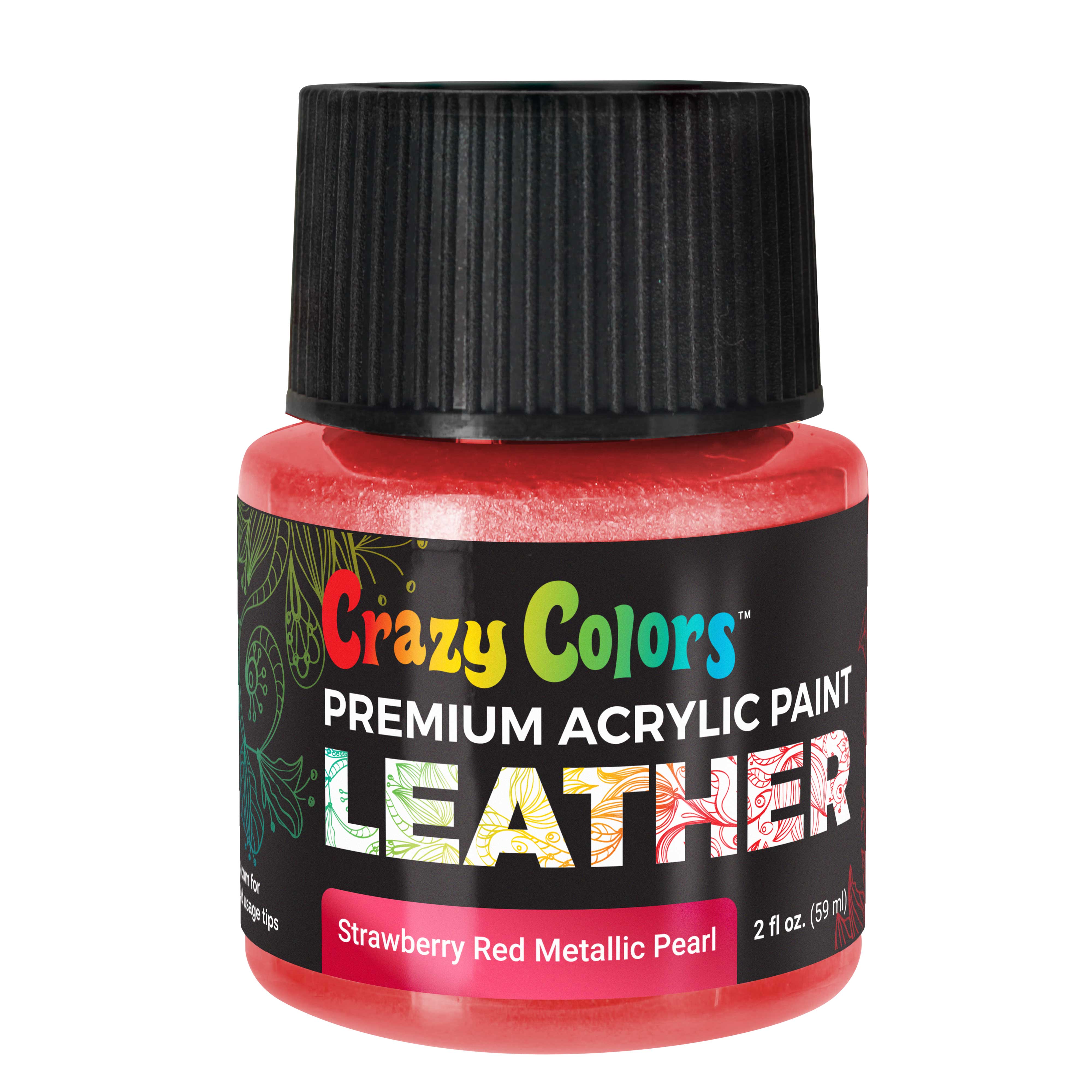 Premium Strawberry Red Metallic Pearl Acrylic Leather & Shoe Paint - 2 oz Bottle | Flexible, Crack, Scratch & Peel Resistant | Customize Sneakers, Jackets, Bags & Purses | Perfect for DIY Fashion, Shoe Restoration & Leather Craft Projects