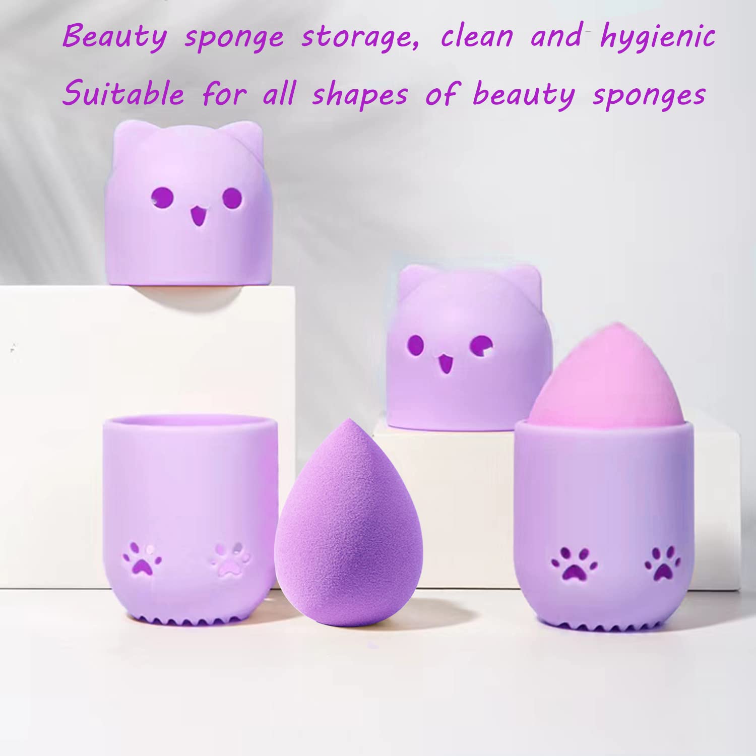 Makeup Sponge Holder & Beauty Blender Travel Case - Cosmetic Sponge Drying Stand with Powder Puff Storage - Portable Makeup Organizer for Travel & Home Use (Pink & Purple) - Perfect for Drying, Storing & Carrying Beauty Blenders On-The-Go