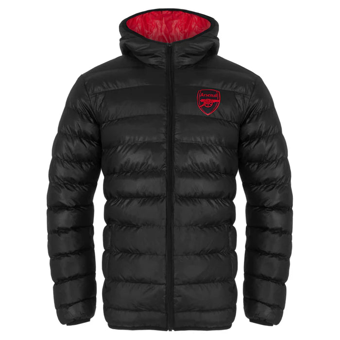Official Arsenal Kids Quilted Jacket - Black | Warm Winter Coat for Boys & Girls | Perfect for Soccer Games & Outdoor Activities