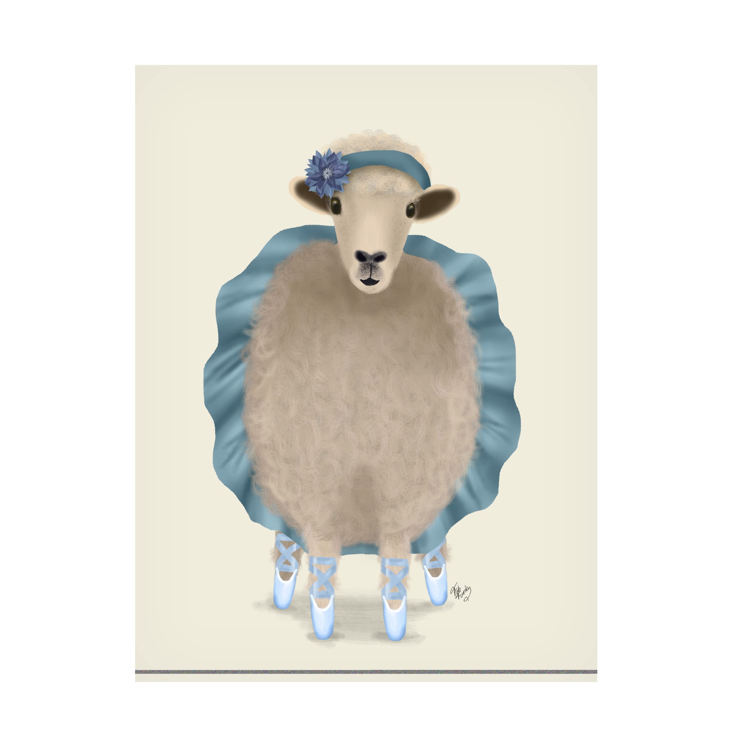 Fab Funky 'Ballet Sheep 3' Canvas Wall Art Print - Modern Home Decor for Living Room, Bedroom & Office - Unique Animal Painting for Art Lovers