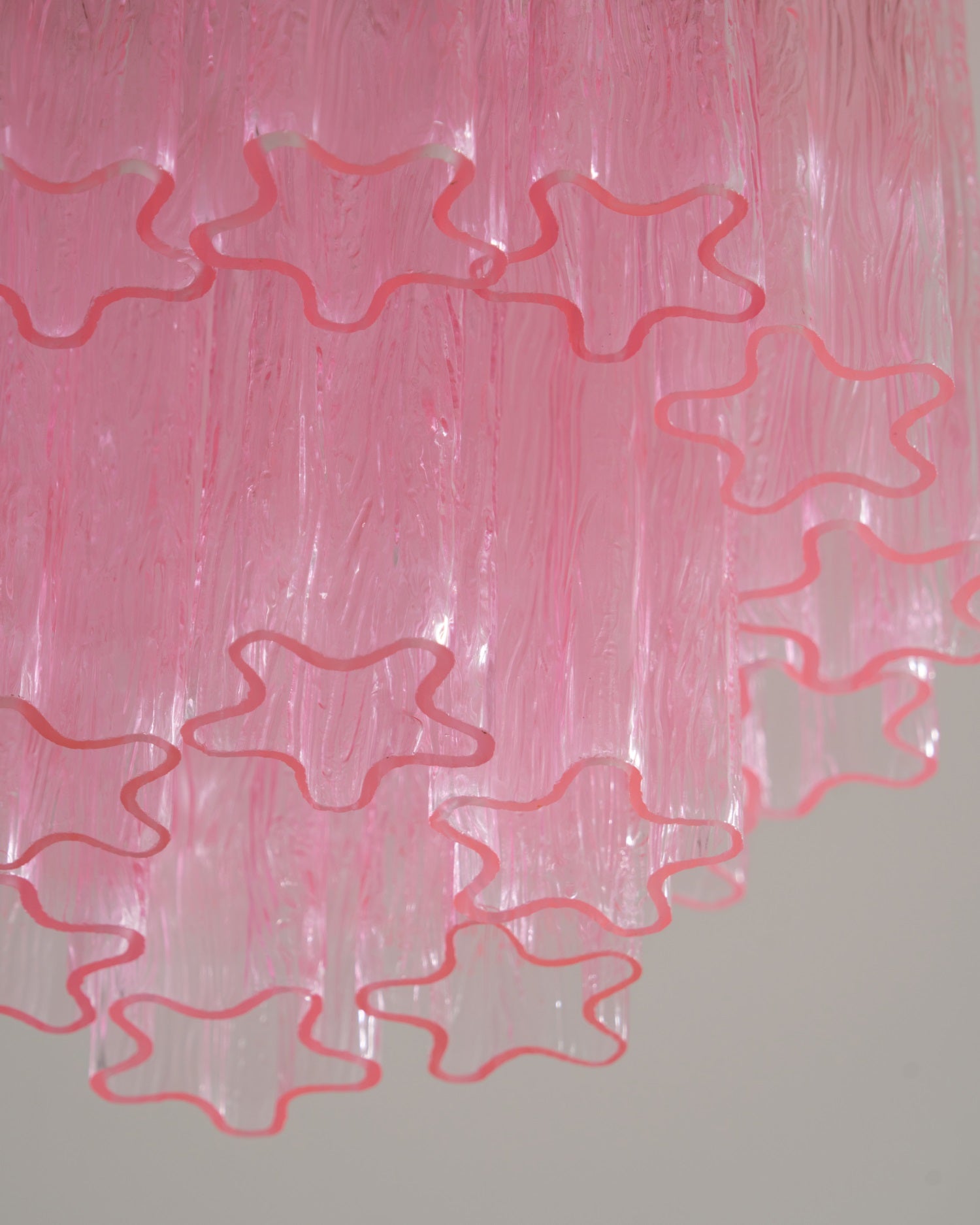 Fiora Pink Murano Glass Ceiling Light Fixture - Elegant Venetian Style Chandelier for Dining Room, Bedroom & Living Room Decor