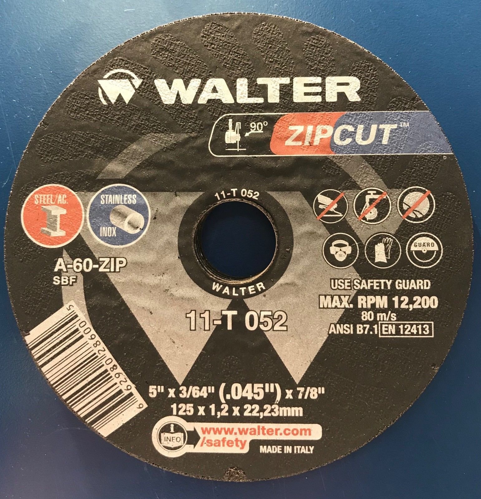 Walter 11T052 5x3/64x7/8 High Performance Zip Wheels - 10 Pack for Metal Cutting, Grinding & Polishing | Ideal for DIY, Construction & Automotive Repair