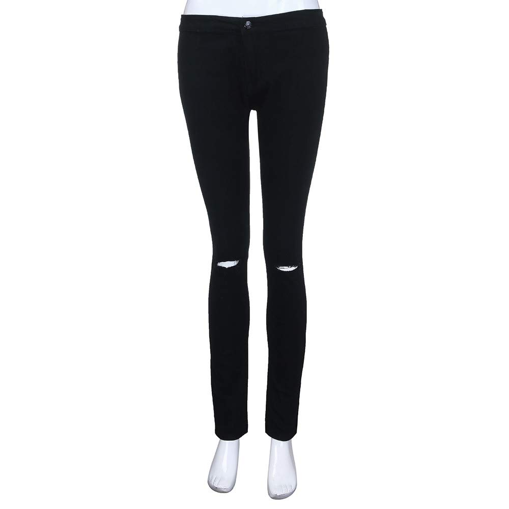 High Waist Stretch Skinny Jeans for Women - Elastic Denim Leggings with Zipper Details, Casual Slim Fit Pants for Daily Wear, Workout & Night Out (Black)