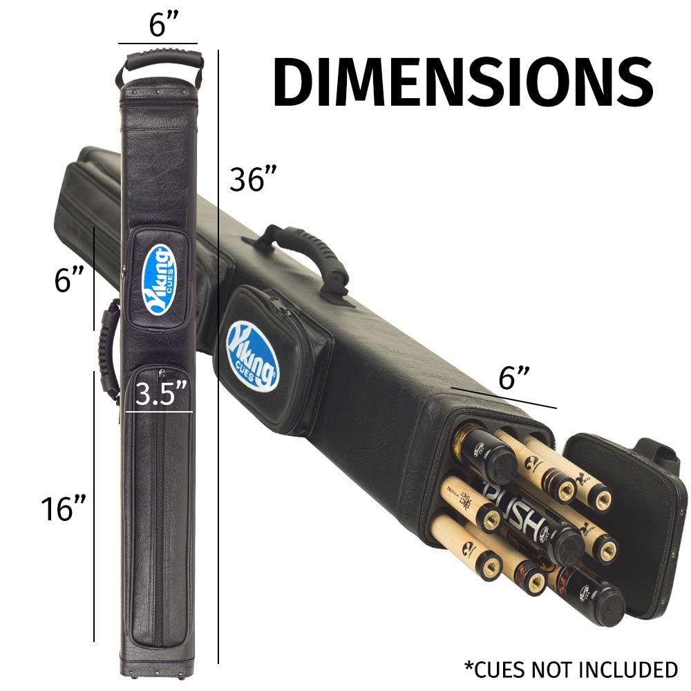 Viking Pool Cue Case with Shoulder Strap - Durable Vinyl Shell & Soft Felt Interior - Billiard Cue Storage Bag for Pool Sticks - Perfect for Travel, Tournaments & Home Use - Essential Pool Table Accessories & Billiards Equipment