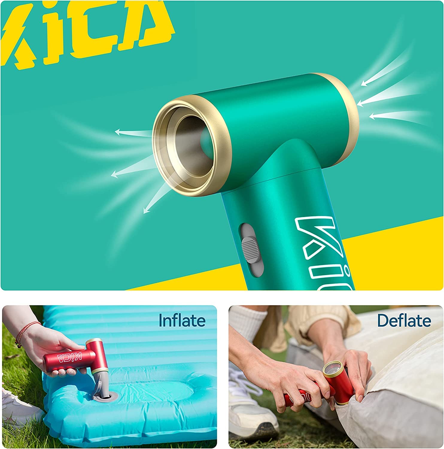 KiCA JetFan 2 Electric Air Blower - Rechargeable Air Duster for Computer, Keyboard, Car, Camera Lens Cleaning | Fast Charging | Hair Drying & Air Inflation Tool | Black | Perfect for Home, Office & Workshop Use