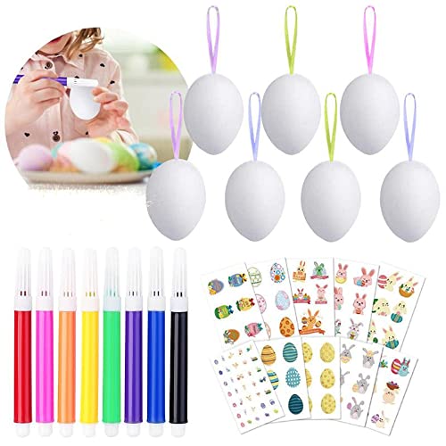 Easter Egg Decorating Kit - 50 Pcs DIY Easter Eggs Crafts Set with 10ml Dyes & 8 Egg Markers for Kids - Creative Painting Toys for Hand-Painted Easter Eggs - Perfect for Easter Party Activities, Classroom Projects & Family Craft Time