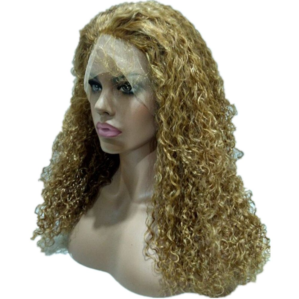 Brazilian Virgin Human Hair Lace Front Wigs for Women - Dark Blonde #27 Curly Glueless Lace Wig with Baby Hair 10 Inches | Natural Look for Daily Wear, Parties & Special Occasions
