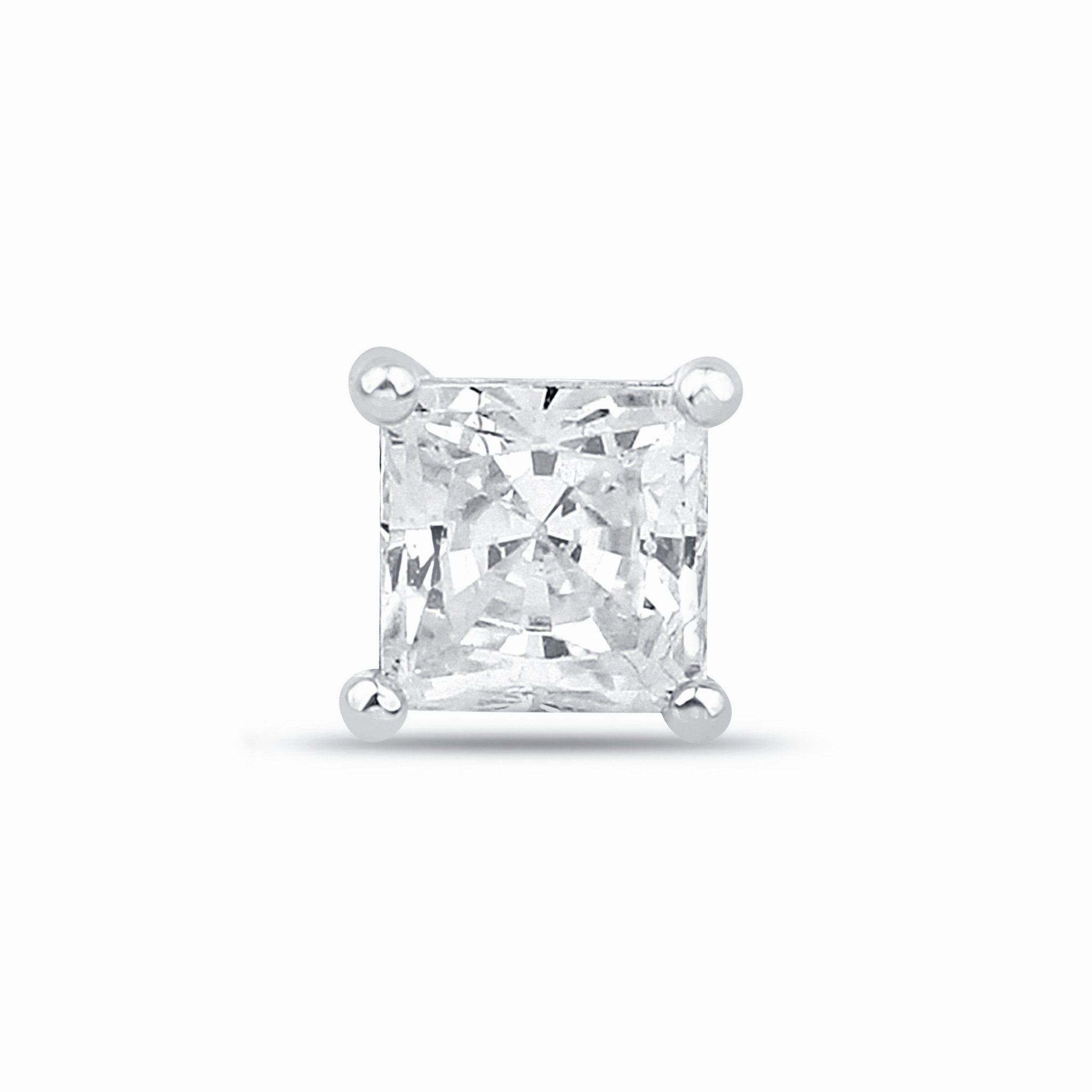 14k White Gold Princess Cut Gemstone Stud Earrings for Women - Elegant & Durable Flat Back Earrings for Everyday Wear, Parties & Special Occasions