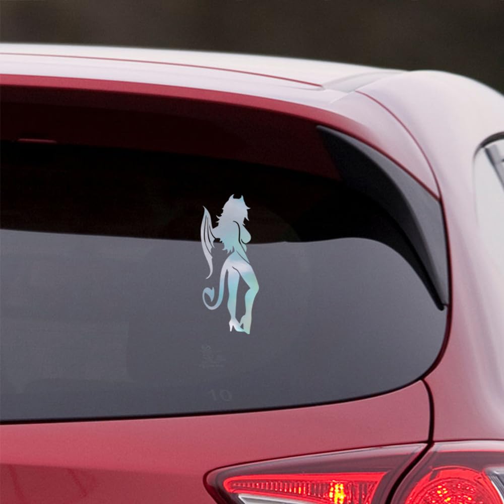Premium Waterproof Vinyl Decal Stickers - Sexy Devil Girl Holographic Design (Set of 2) for Laptop, Phone, Helmet, Car Window, Bumper, Mug, Cup, Door & Wall Decoration - Perfect for DIY Projects, Gifts & Personalizing Your Belongings