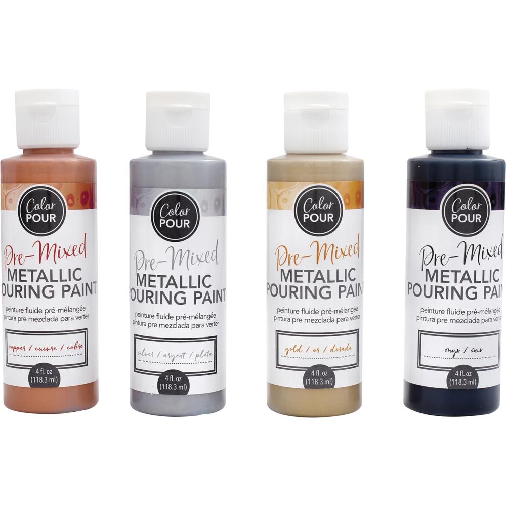 Meteor Shower Color Pour Pre-Mixed Paint Kit - 4 Pack | Acrylic Pouring Art Supplies for DIY Fluid Painting | Perfect for Canvas, Wood, and Home Decor Projects