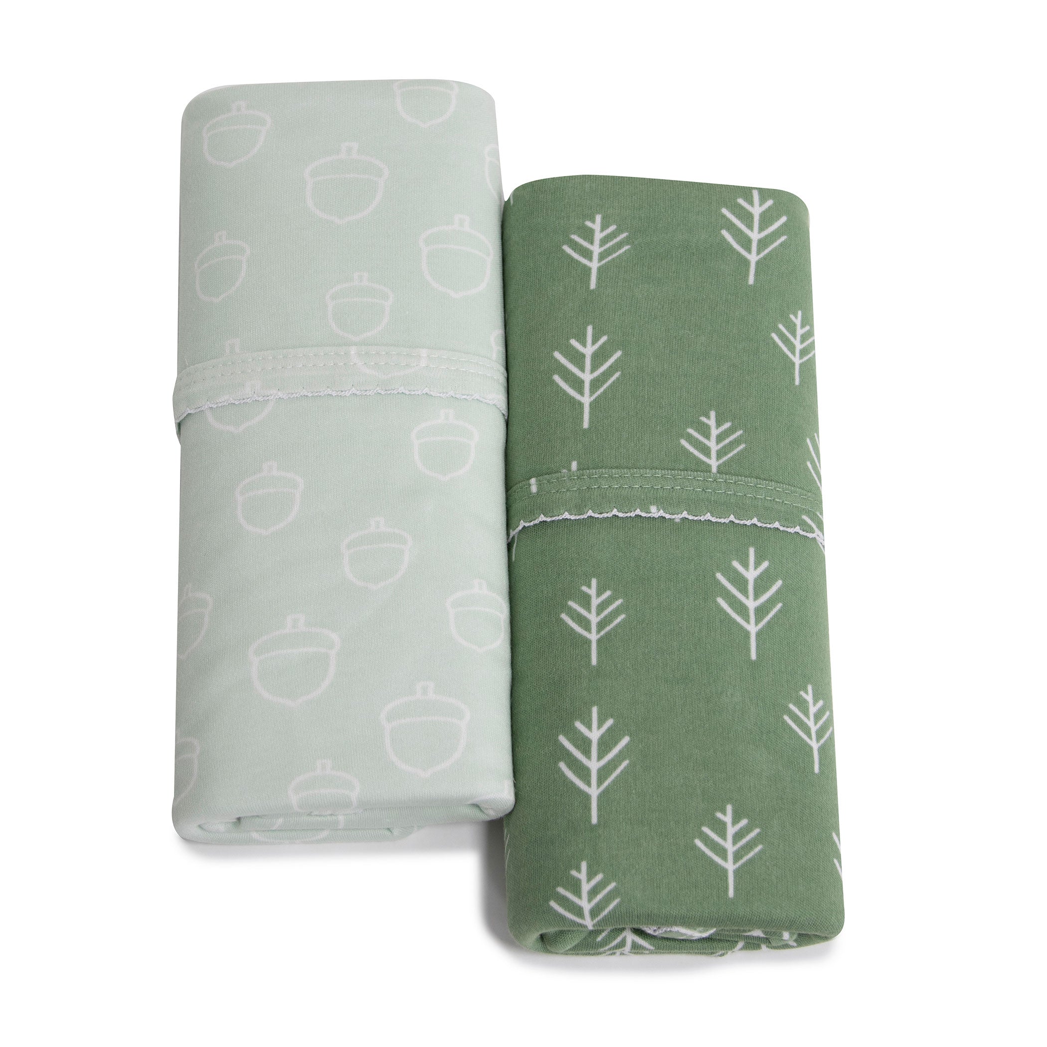 Nordic Style 2-Pack Jersey Wrap in Avocado Green & Forest Green - Cozy Home & Office Blanket for Relaxation