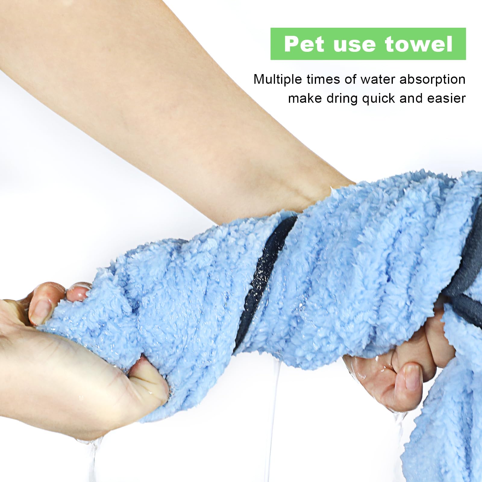 **IIZ Dog & Cat Absorbent Quick-Drying Towel with Hand Pockets - Soft Bath Towel for Small & Medium Pets (Pink + Blue) - Perfect for Grooming, Bath Time & Post-Walk Drying**