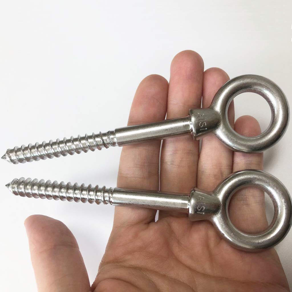 Heavy Duty Stainless Steel Hammock Hooks 4-Pack - 1300LB Capacity Eye Screws for Yoga Hammock, Swing Chair - Indoor & Outdoor Use for Backyard, Patio, Camping, and Relaxation